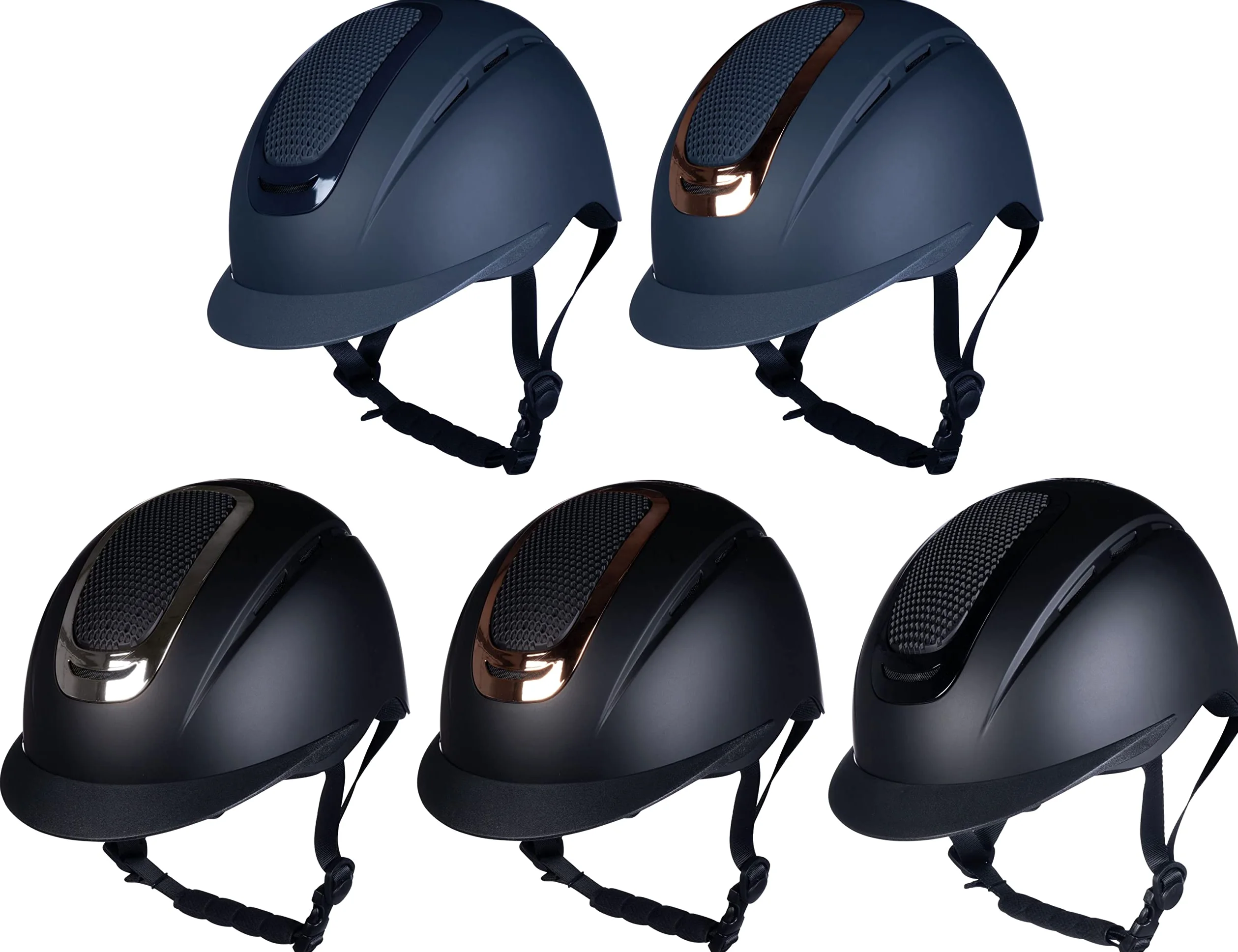 HKM Sydney Casco de equitación, Unisex, Dunkelblau/Rosegold, S