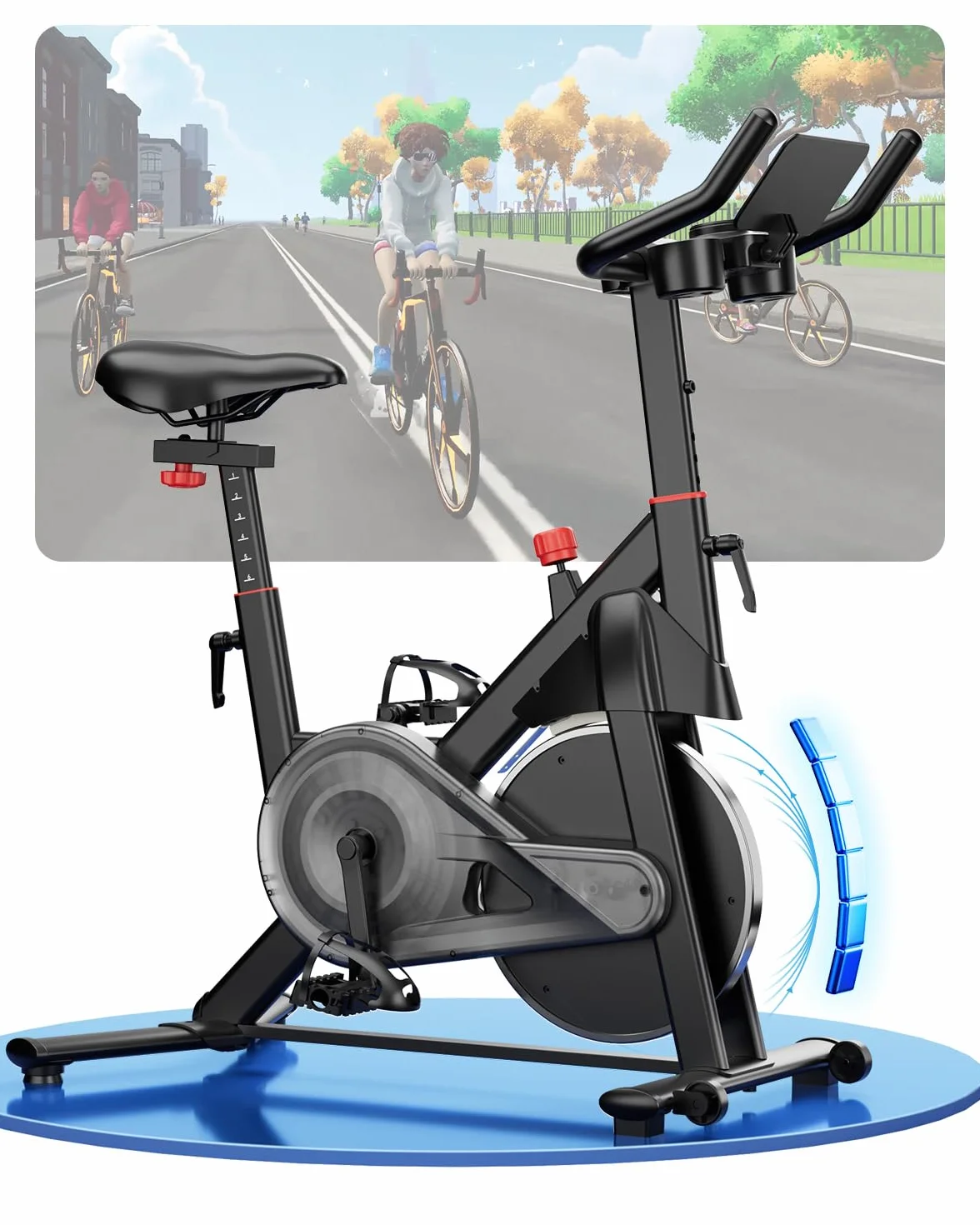 Copant Bicicleta Estática en Cass con Pantalla LCD y App Control, Bicicleta de Ejercicio Interior con Resistencia Magnética Ajustable, Capacidad de Carga 136KG