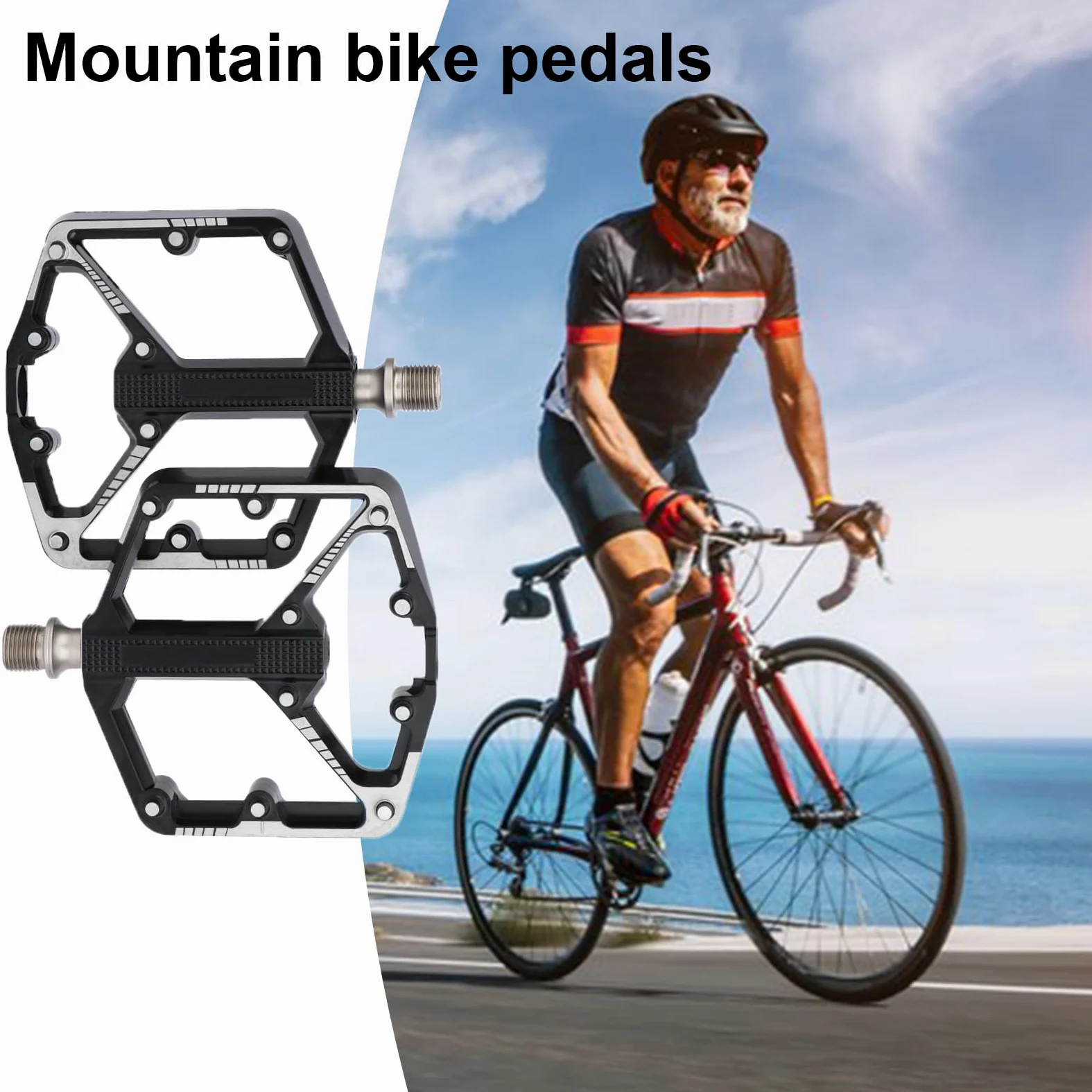 Pedales de bicicleta de carretera, ligeros rodamientos de DU, pedales anchos especialmente para bicicletas de montaña, para ciclismo, al aire libre, viajes, senderismo, entrenamiento, entrenador de