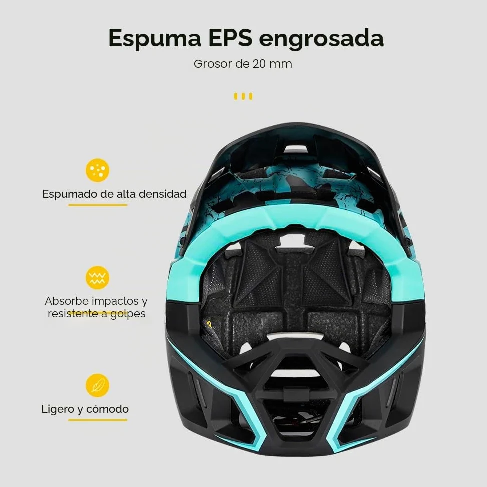 Lixada Casco Integral de Bicicleta de montaña para Adultos Racing Downhill MTB Casco para Hombres/Mujeres Casco de Bicicleta de montaña para Adultos de la Cabeza de 59-61 cm Casco de Bicicleta