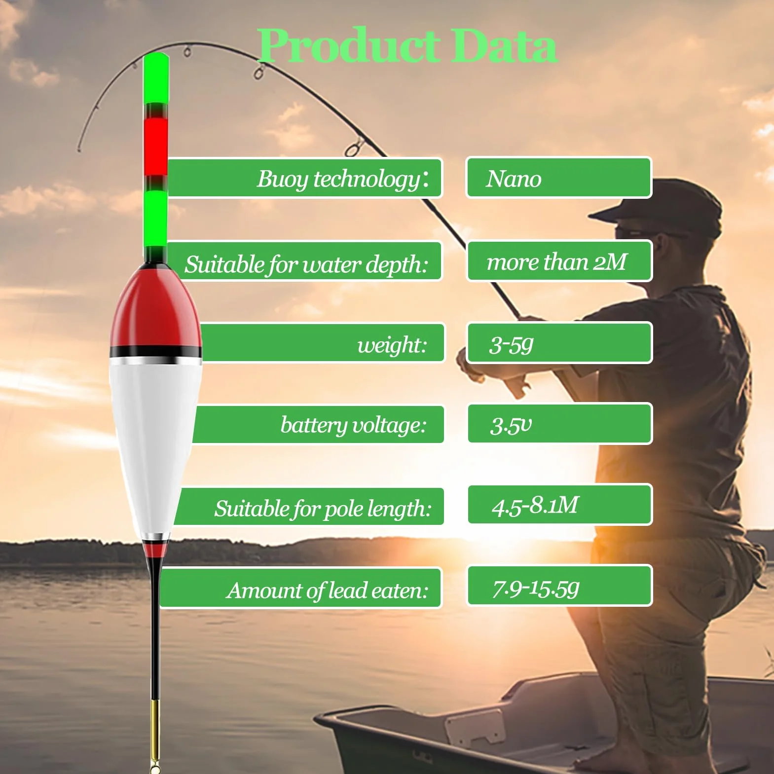 DONGZQAN 3 piezas de flotadores LED para pesca con indicador de picada, flotadores LED luminosos, set de accesorios de pesca con indicador de picada, flotadores para pesca, set de flotadores con