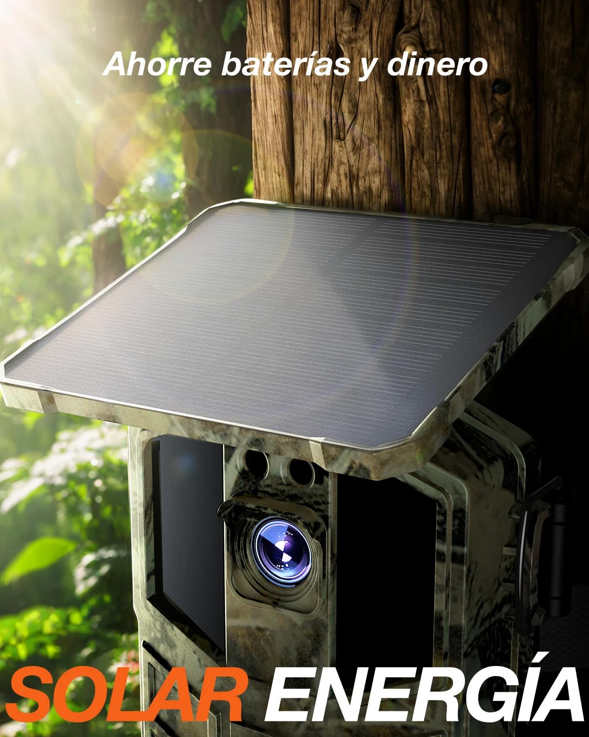 iZEEKER Cámara de Caza Solar, 4K Ultra HD 64MP Camara Fototrampeo con 32GB Micro SD Karte & 5200mAh Batería Recargable, Envio al Movil App y WiFi Bluetooth, Visión Nocturna, IP66 Impermeable
