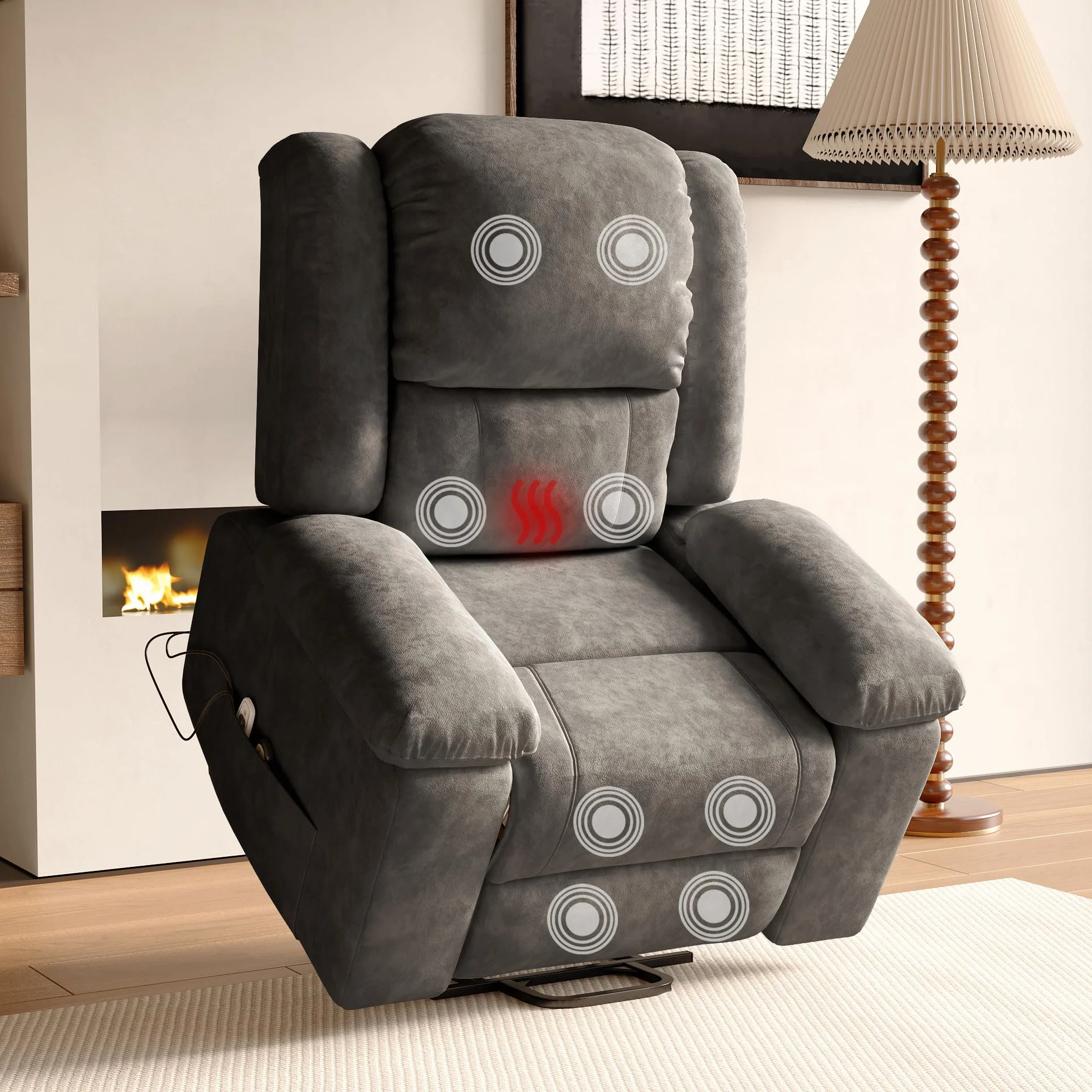 Silla de Masaje Eléctrica Relax con 8 Zonas de Masaje y 2 Puntos de Calor Reclinable Gris