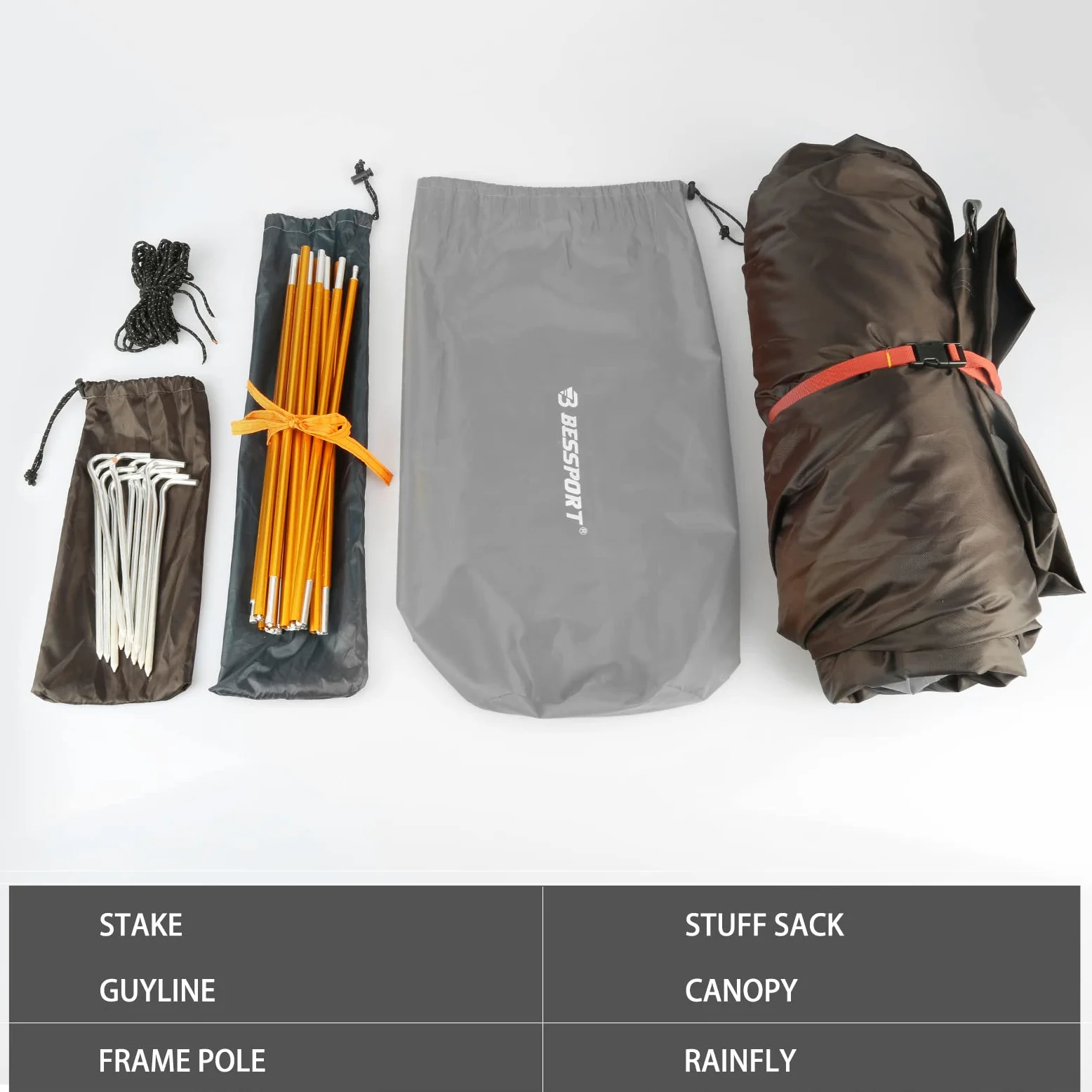 Bessport Tienda de campaña para 1/2 persona, impermeable, dos puertas, fácil instalación, ligera para exteriores, senderismo, montañismo, viajes
