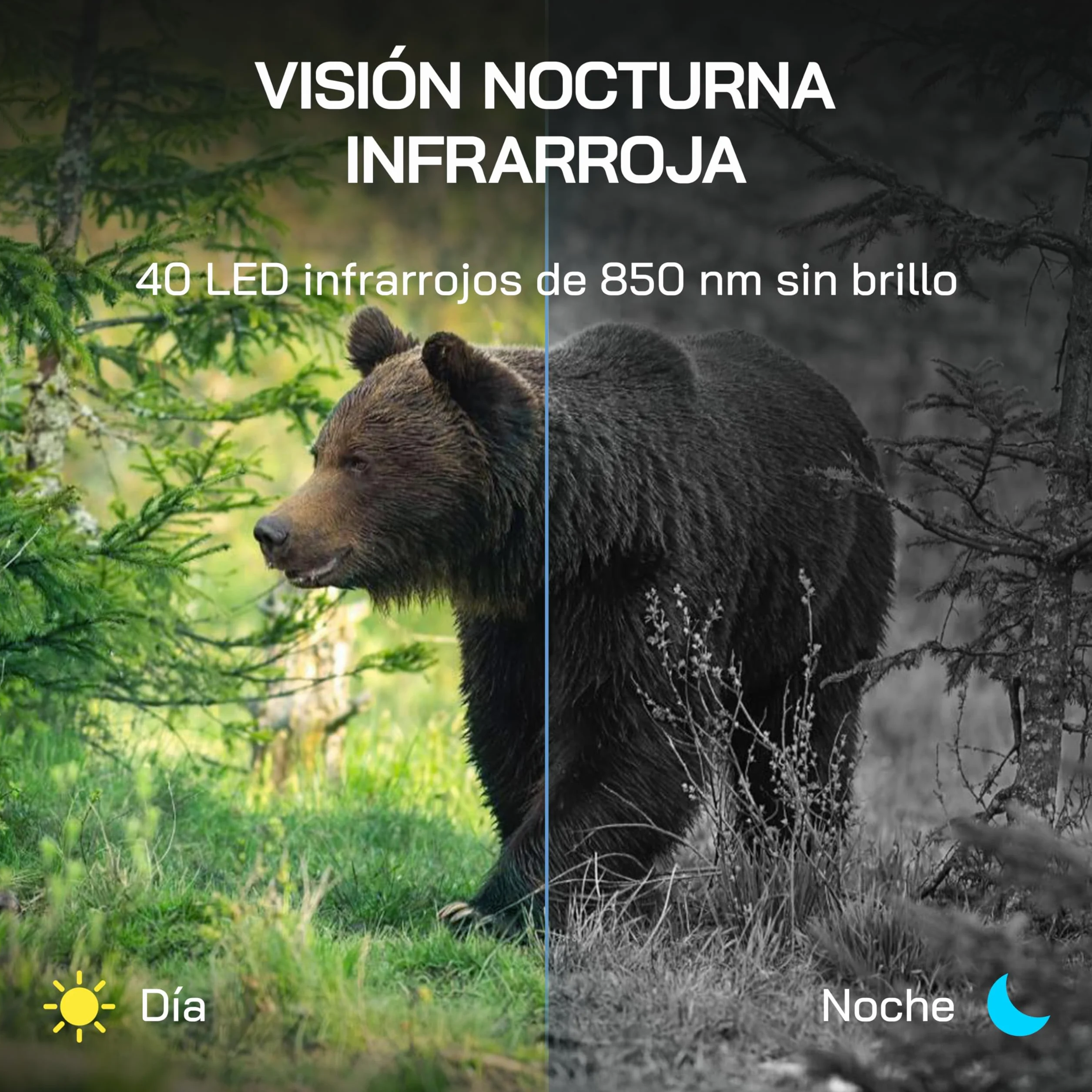 WOLFANG Cámara de Caza WiFi 4K 64MP, Camara Fototrampeo con 0.1s Velocidad de Disparo, Visión Nocturna, Diseño de Temporizadorn, IP66 para Vida Silvestre y Monitoreo de Seguridad