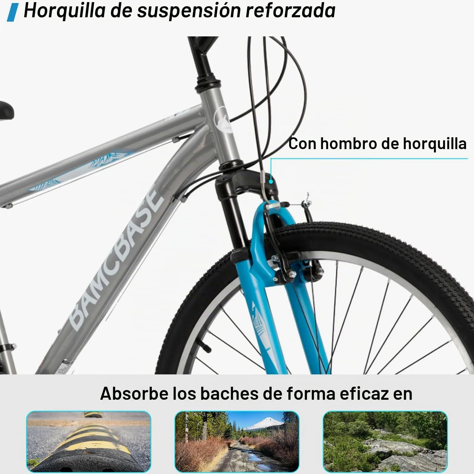 HILAND BAMCBASE Bicicleta de montaña de 26/27,5/29 Pulgadas, Cuadro de Acero de Alta Resistencia, 18/21 Velocidades, Frenos V-Brake, MTB Bicicleta para Hombres y Mujeres