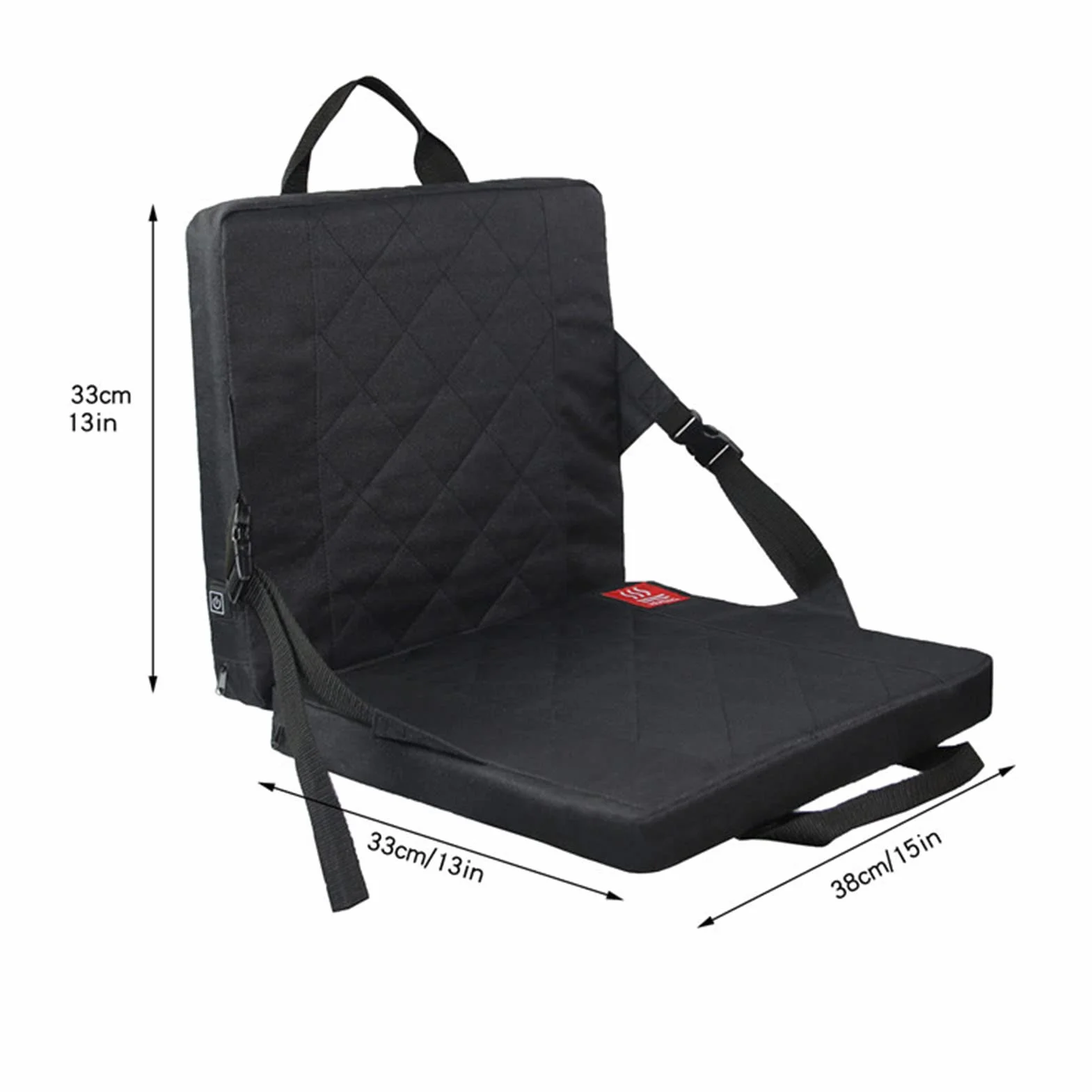 Asientos Calefactables para Estadios, Cojín De Asiento Portátil Plegable De 15x13x13 Pulgadas Asiento De Grada Recargable Ajustable En Temperatura con Respaldo para Camping Caza