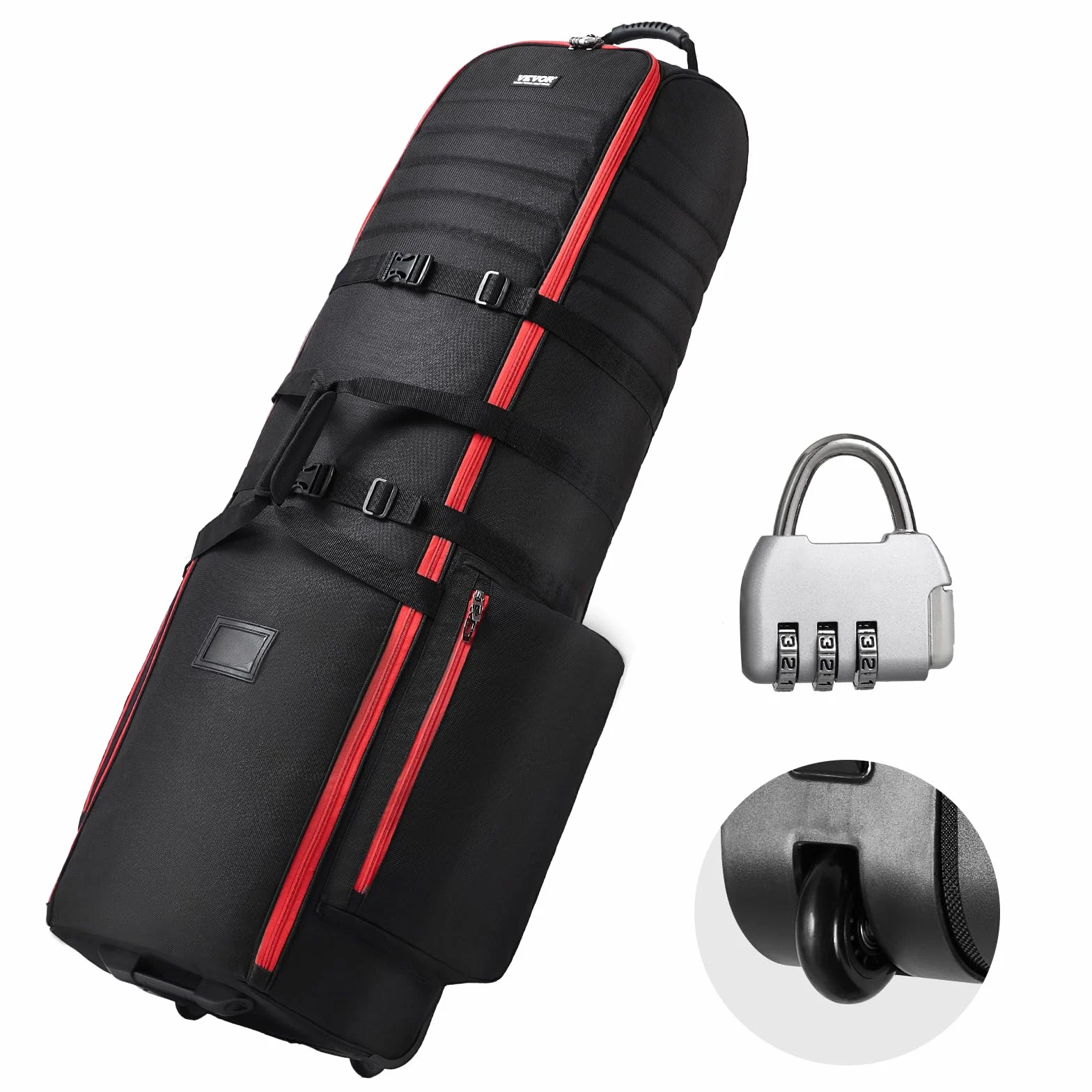 VEVOR Bolsa de Viaje Enrollable para Palos de Golf Bolsa de Carrito Portátil Impermeable Resistente al Desgaste 1800D Poliéster Oxford Bolsa de Almacenamiento Plegable para Palos de Golf, Negro