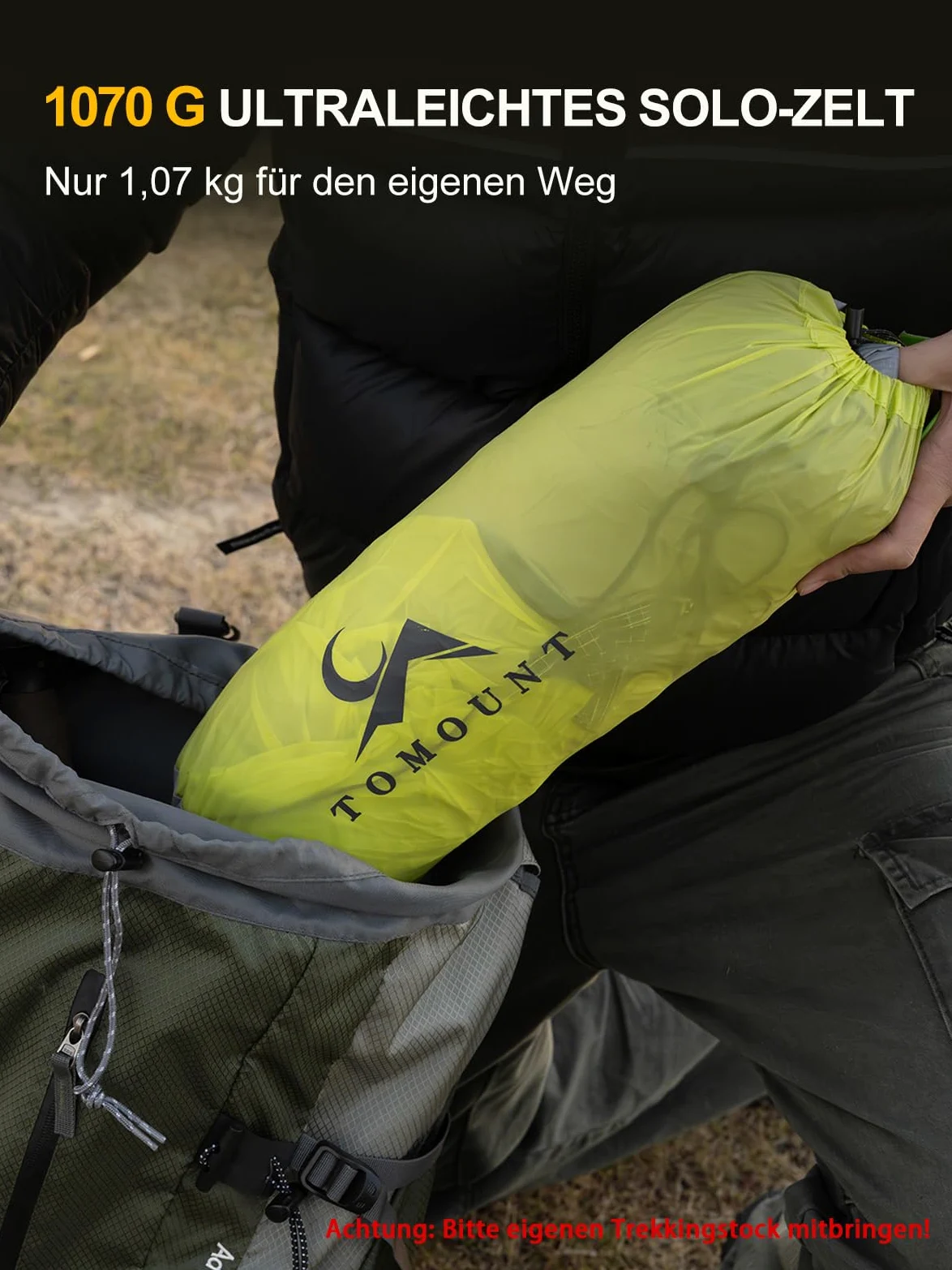TOMOUNT Tienda de campaña ultraligera de nailon para un hombre, tamaño pequeño, 4 estaciones, resistente al agua y al viento, compacta para senderismo, camping, exterior