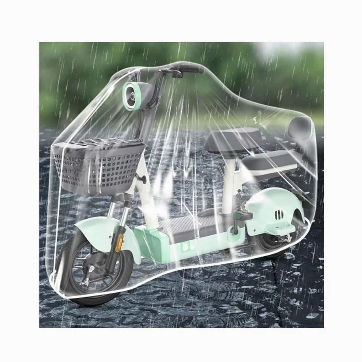Funda impermeable para exteriores para scooter eléctrico y bicicleta, cubierta transparente a prueba de polvo, cubierta de almacenamiento de protección completa para bicicleta eléctrica y ciclomotor