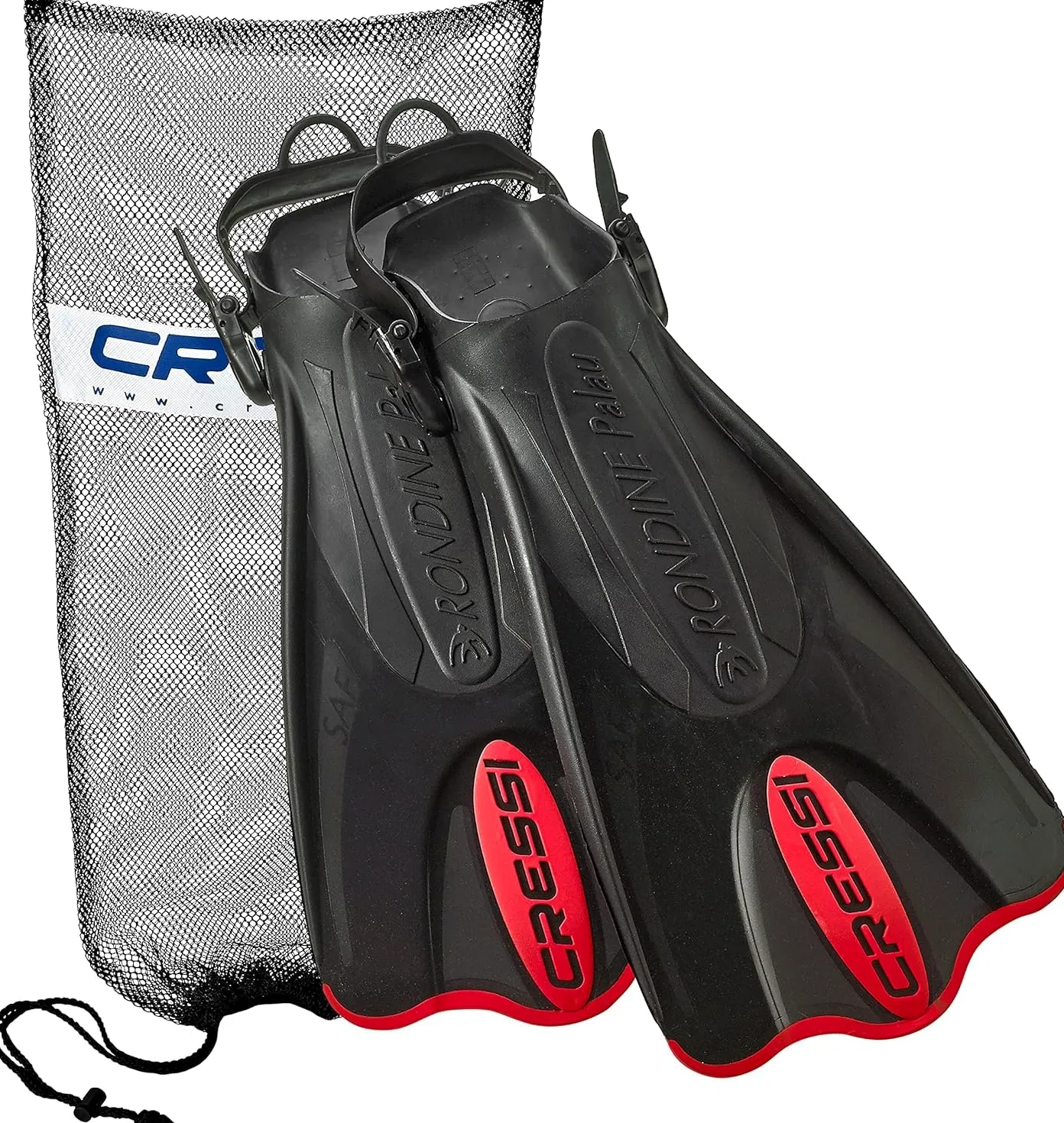CRESSI Palau Saf + Net Bag - Aletas Cortas Ajustables en el talón Abierto Unisex Adulto
