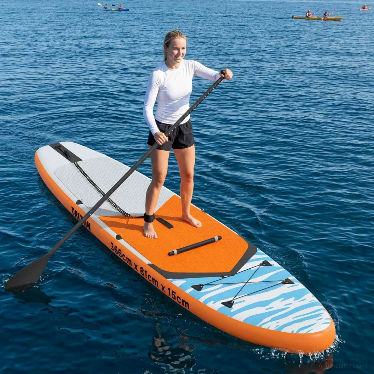 Mangloder - Tabla de surf con asiento 2 en 1 para deportes acuáticos, portátil, tabla de yoga y touring para río lago, incluye bomba, aleta, leash, mochila para adultos