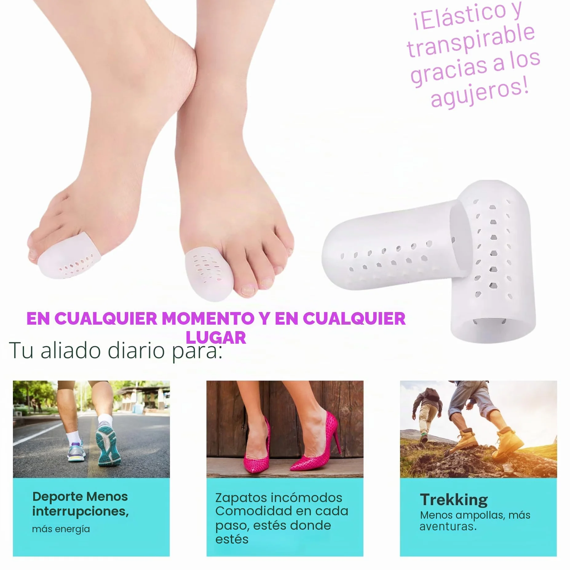 Protectores para el Dedo Gordo del Pie ROOTZ Gel Funda Alivio Juanetes Ampollas Uñas Encarnadas Dedales Silicona Transpirables