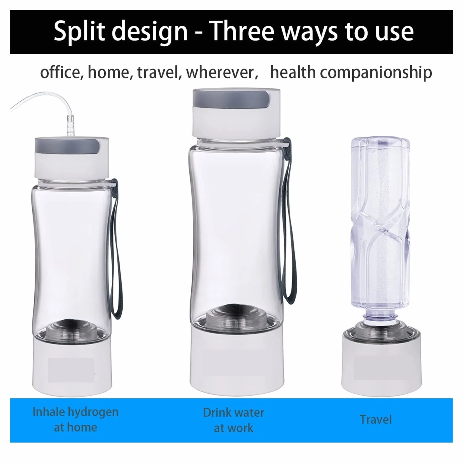 Cartucho Filtro Agua, Copa de botella generadora de agua rica en hidrógeno - SPE PEM Dual Chamber Maker - Dispositivo de inhalación H2(Tritan Cupbody)