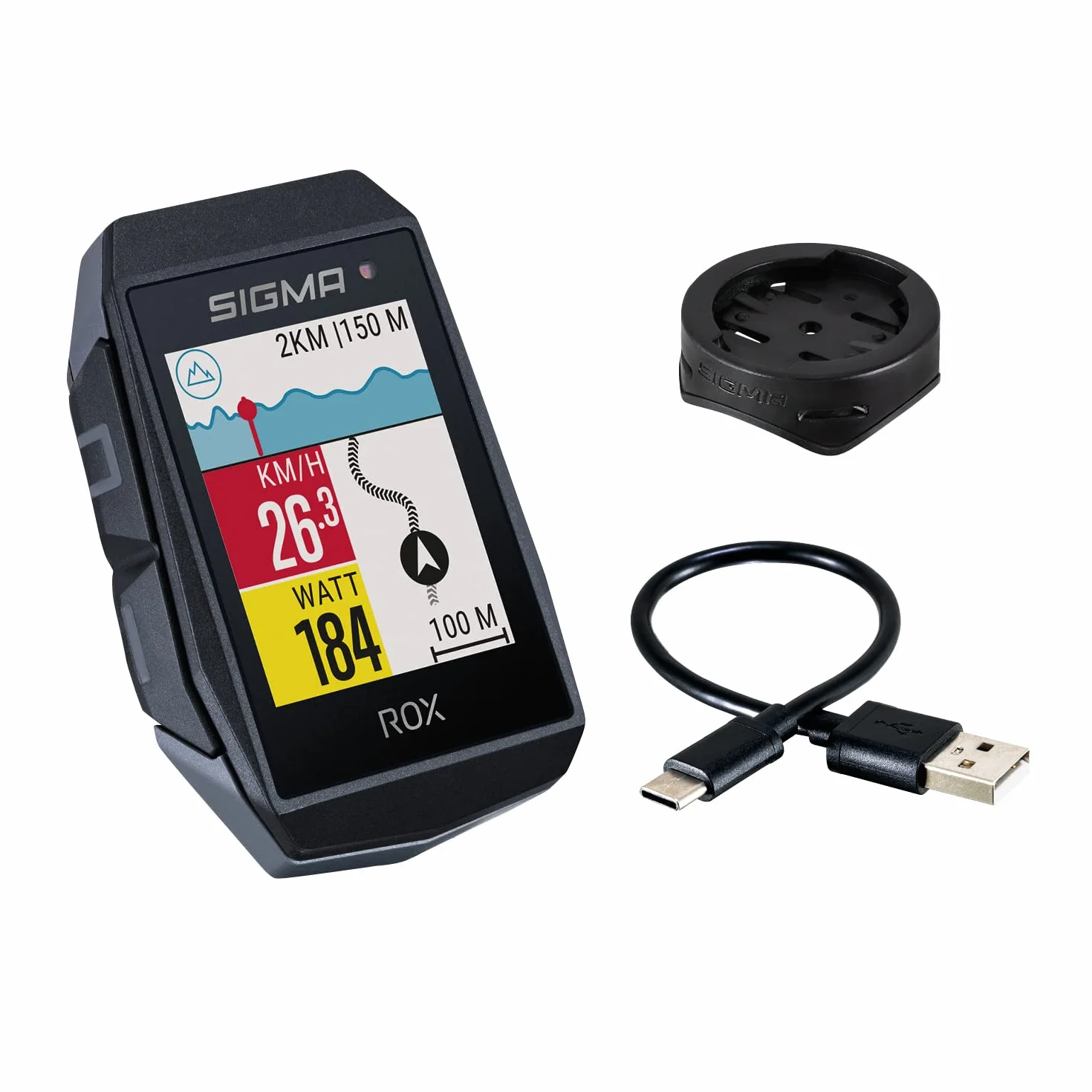 Sigma ROX 11.1 EVO Negro | Ciclocomputador GPS con 150 Funciones | Compatible con E-Bike I Ciclocomputador inalámbrico con Pantalla de 1,77" I Velocímetro GPS con medición de altitud