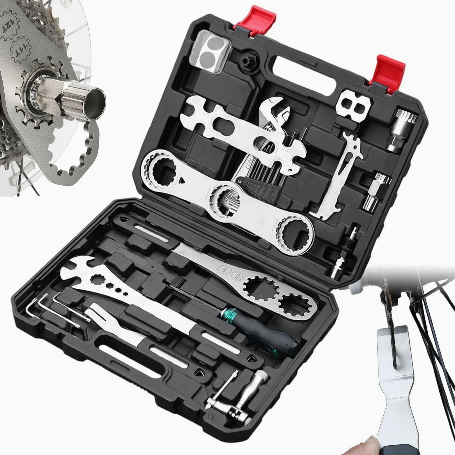 Kit Herramientas Bicicleta Llave resistente con estuche | Kit de reparación para bicicletas Para Cadena, Freno Y Neumático, Montaña, Carretera, Ciclismo, Doméstico Y Taller