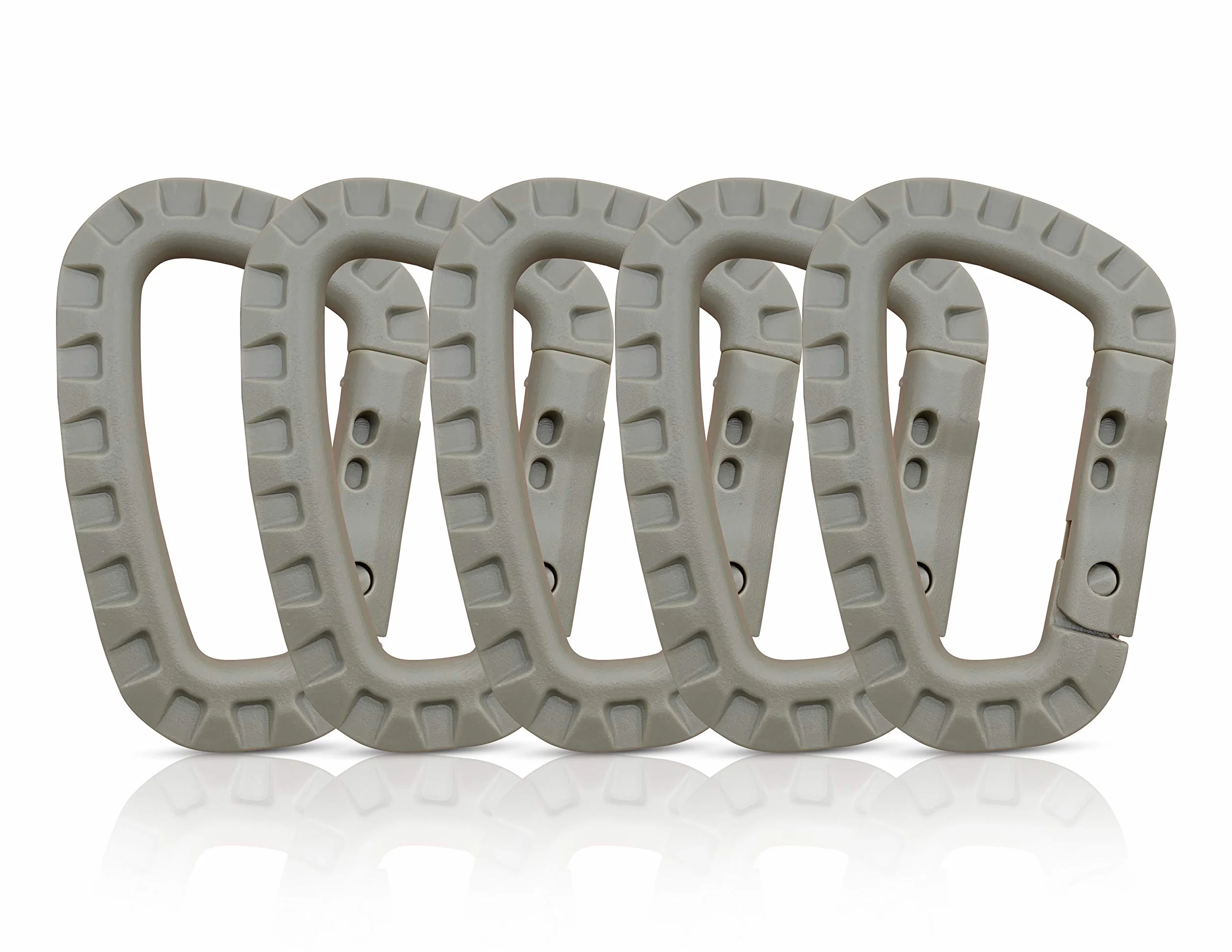 Mosquetones de Plástico – 5 Piezas – Mosquetón Táctico Negro con Cierre de Muelle – Mosquetón Grande en Forma de D Molle para Mochila, Camping y Exterior – Carabiner