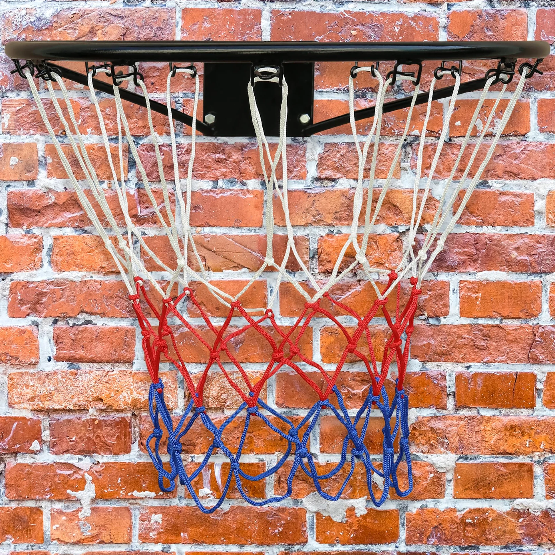 Aro de Baloncesto de Hierro con Red, para Pared, Negro, 45 cm