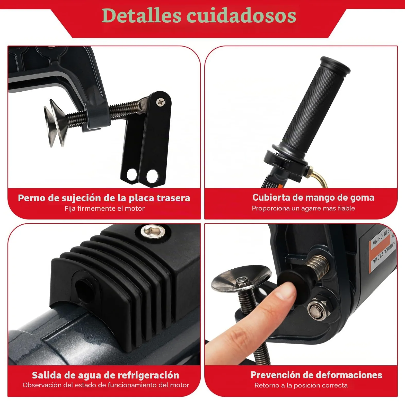 Motor fueraborda 3,5 CV 2 tiempos – 49ccm de eje corto con arranque manual, refrigeración por agua y aire, para bote inflable y barco de pesca