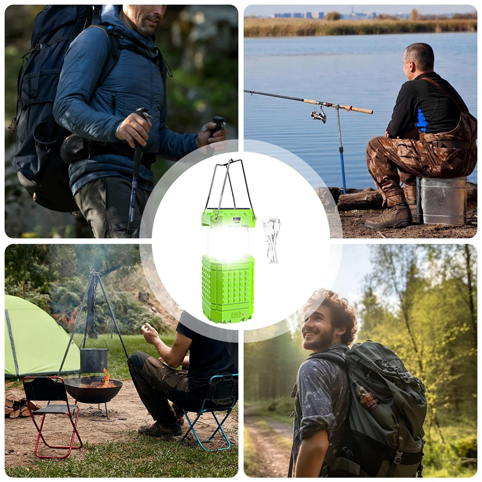 Linterna Solar de Camping Colgable con manivela | Lámpara de tienda recargable por USB Para Jardín Jardín Patio Traspatio Patio Senderismo Escalada Playa Barbacoa Reparación