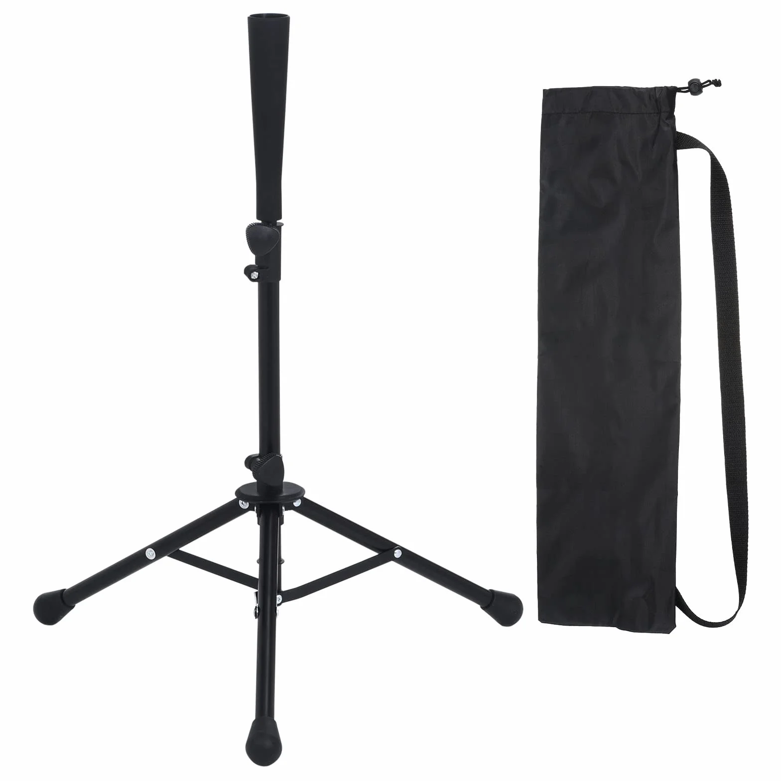 PATIKIL Viaje Béisbol Camiseta bateo, Portátil Béisbol Camiseta Ajustable Altura 25" a 41" Trípode Softbol Soporte para Golpear Entrenamiento Práctica, Negro