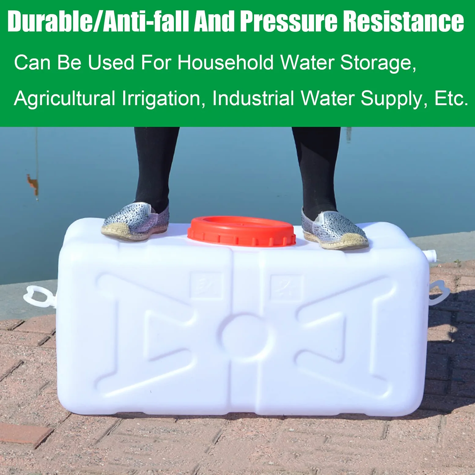 Bidon agua 200 Litros Blanco Depósito De Agua Con Grifo，Recipiente De Almacenamiento De Agua Horizontal De Plástico Grueso，Cubo De Almacenamiento，Ideal Para Campamento Senderismo Pícnic Coches De Viaj