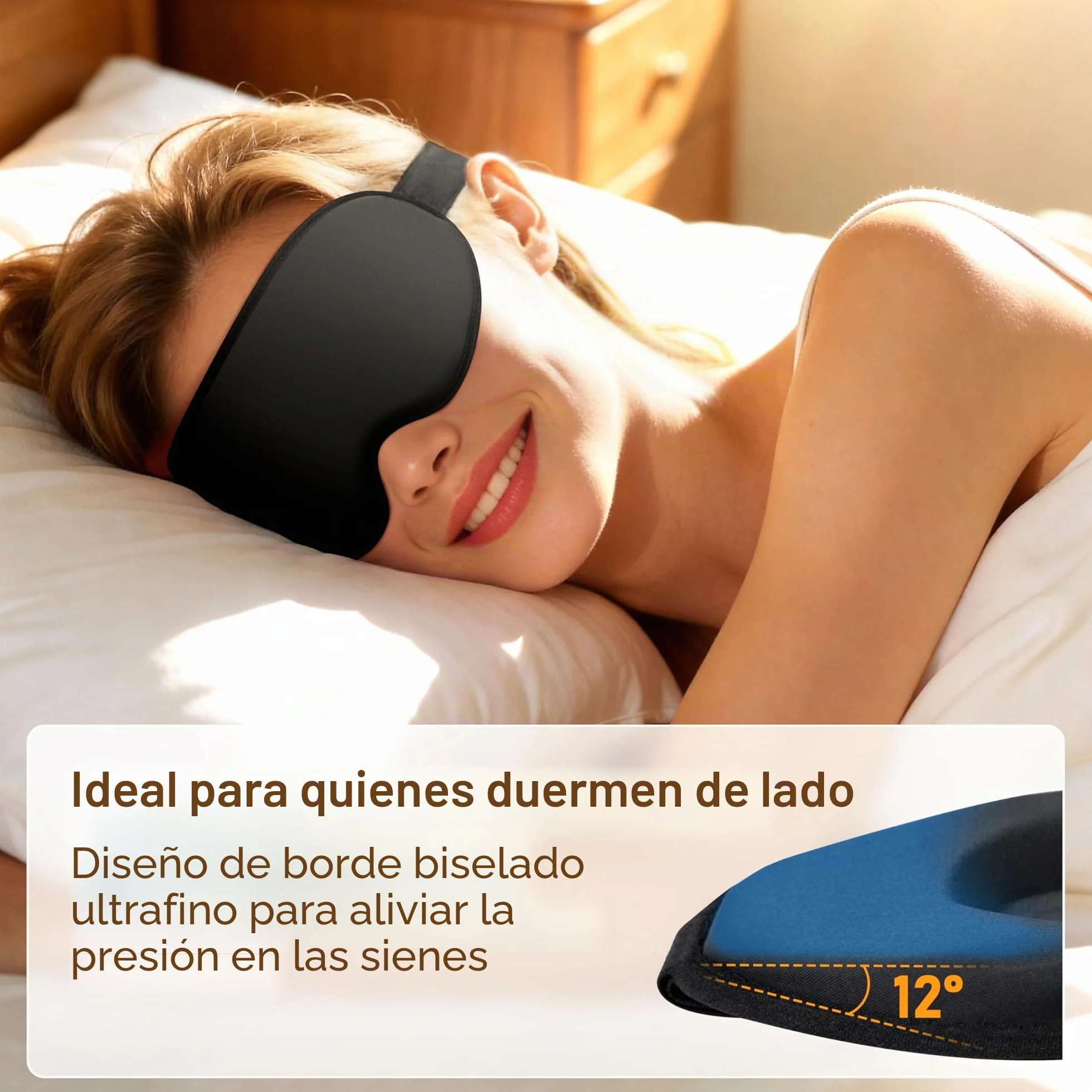 Gritin Antifaz para Dormir 3D Máscara Ultrasuave Ajustable Ergonómico Sin Presión Ocular