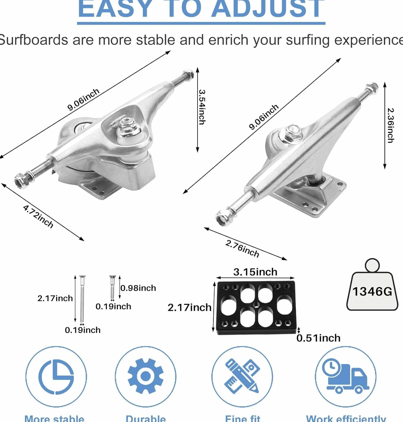 Land Surf Skateboard Eje para S6 Rojo BruCke Surfskate Skateboard Adapter,Plata Junta Set