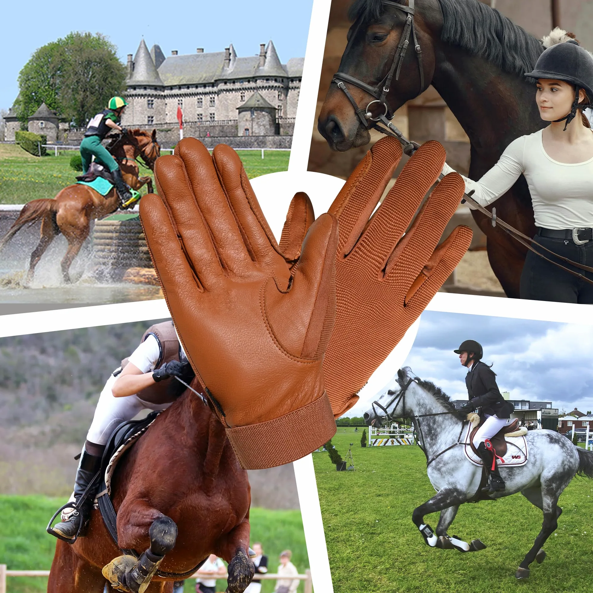 Guantes de equitación 100% de cuero aislados para mujer, guantes de equitación resistentes al viento para mujer, guantes de equitación transpirables para niñas, al aire libre, ciclismo