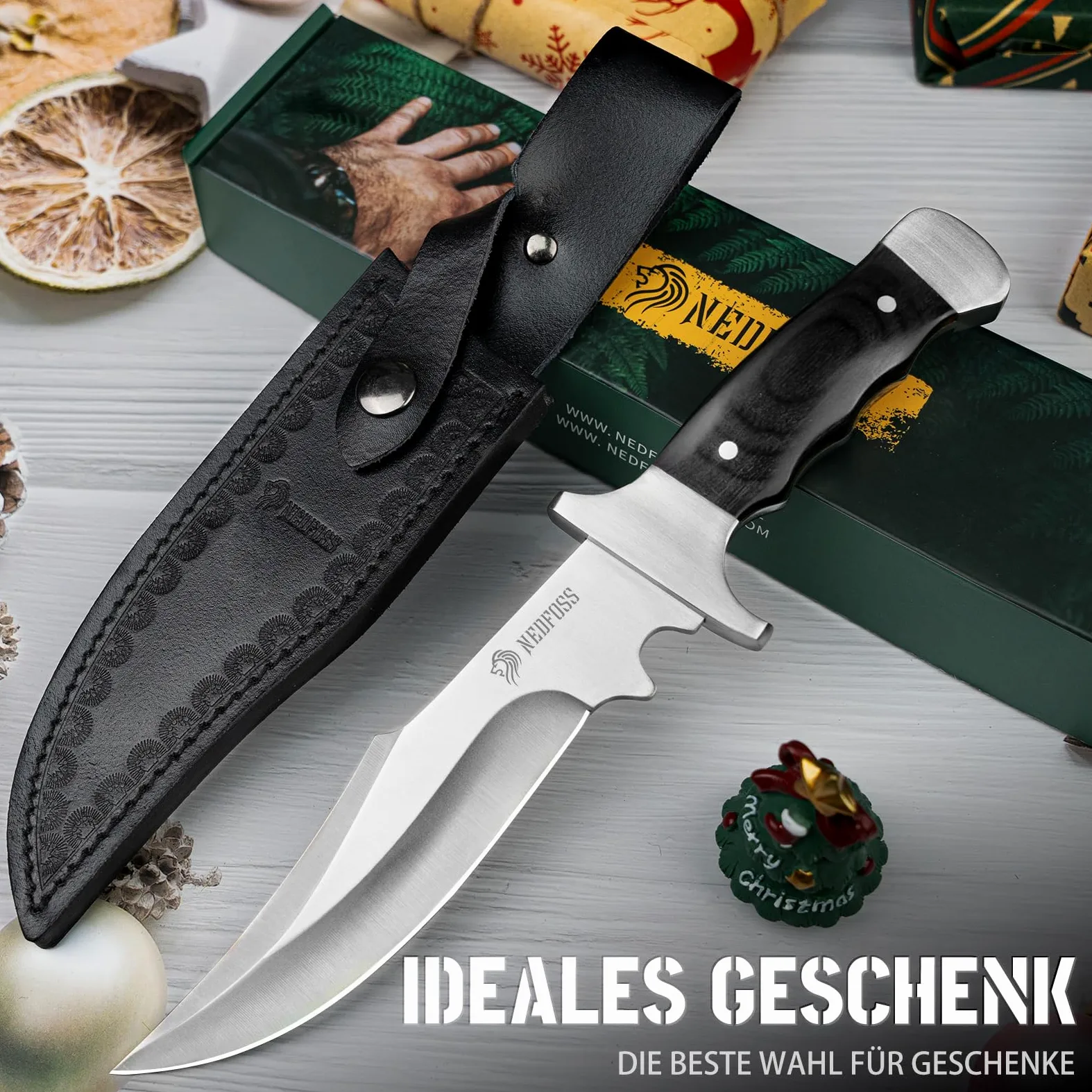 NedFoss TIGER cuchillo supervivencia, cuchillo bushcraft,cuchillo de caza,cuchillo camping,Hoja fija afilada para exteriores, full tang, acampada supervivencia