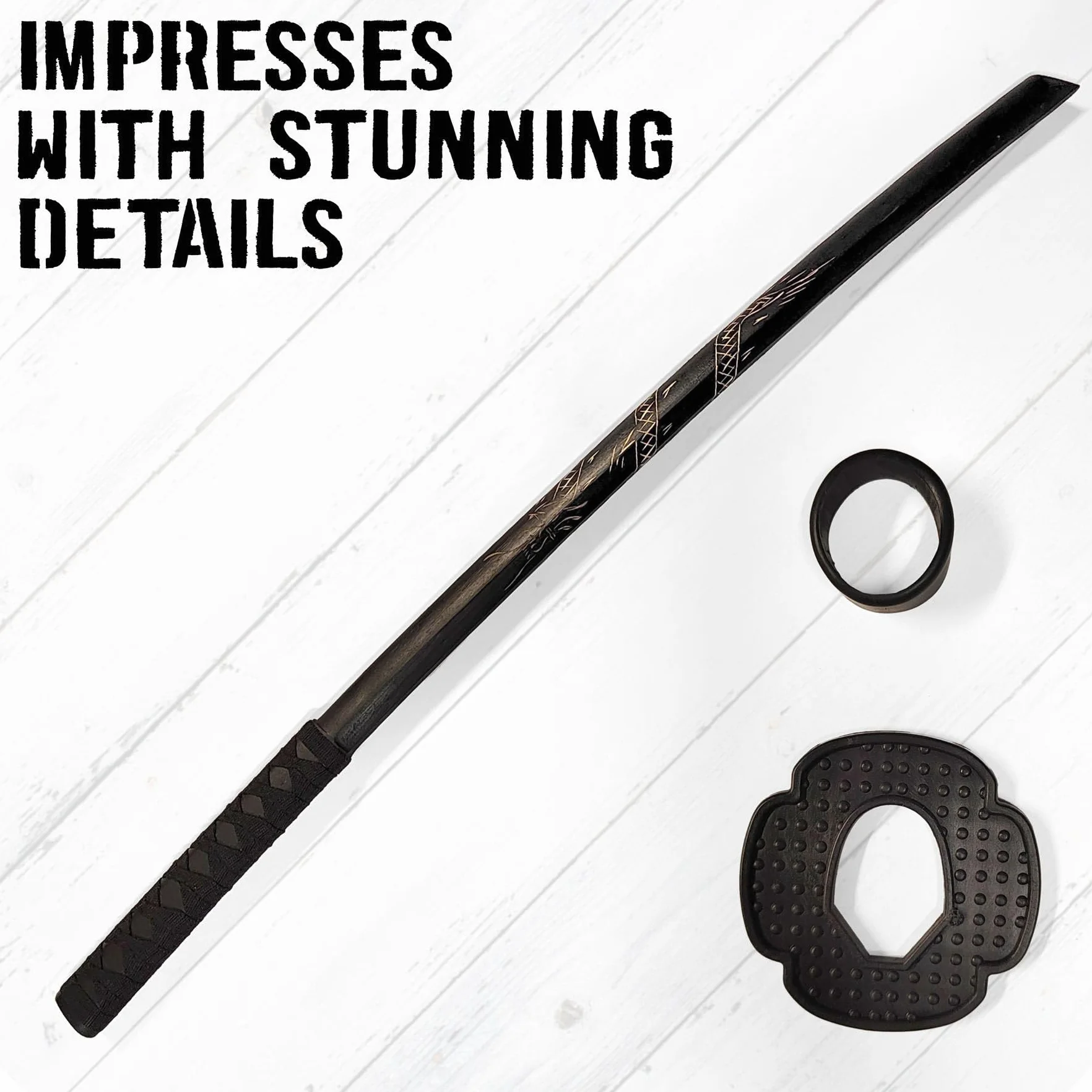 Bokken de Madera con Diseño de Dragón 98 cm – Espada Japonesa de Entrenamiento para Artes Marciales