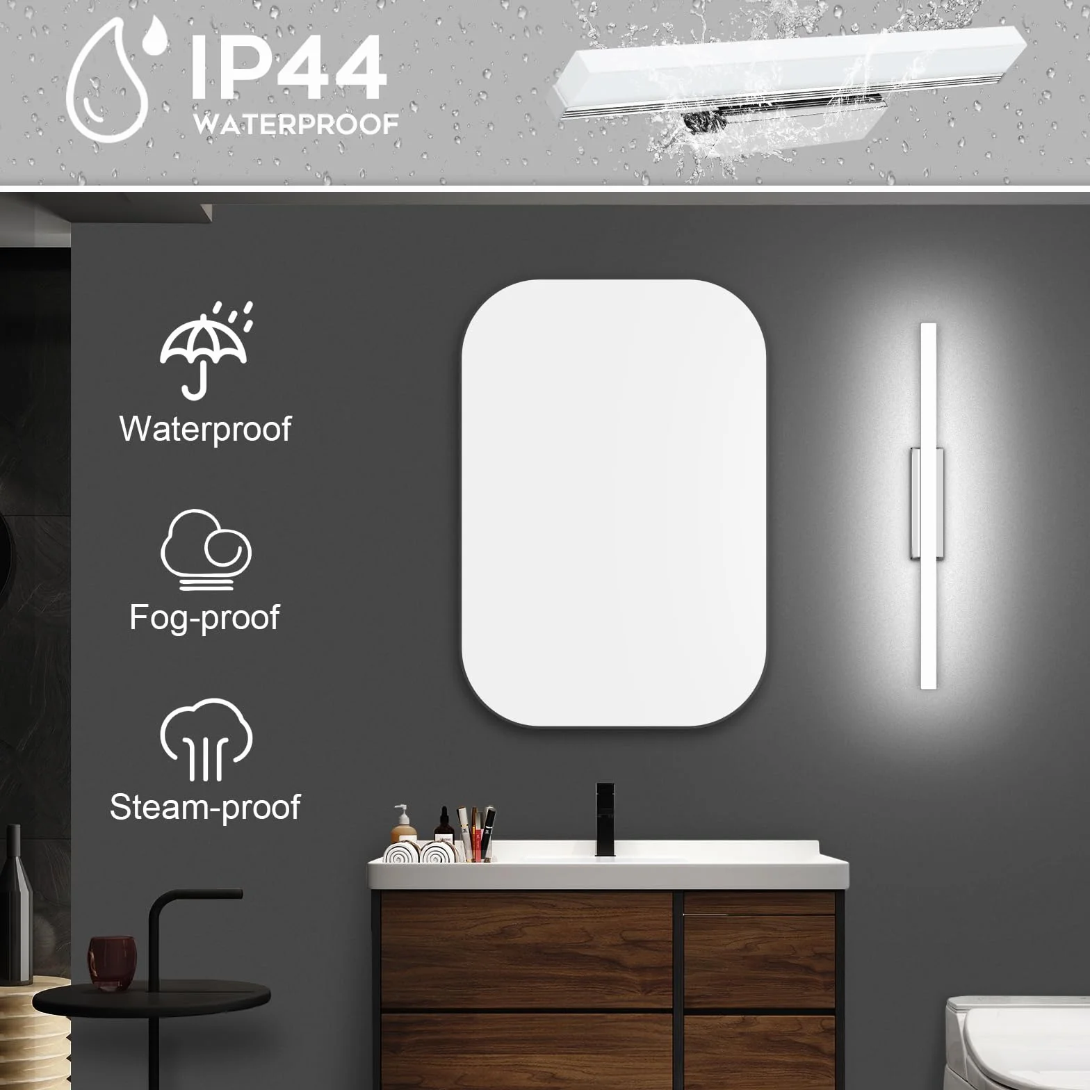 Kingwen Lámpara LED de Espejo 8W 40cm Blanco Frío 6500K IP44 230V
