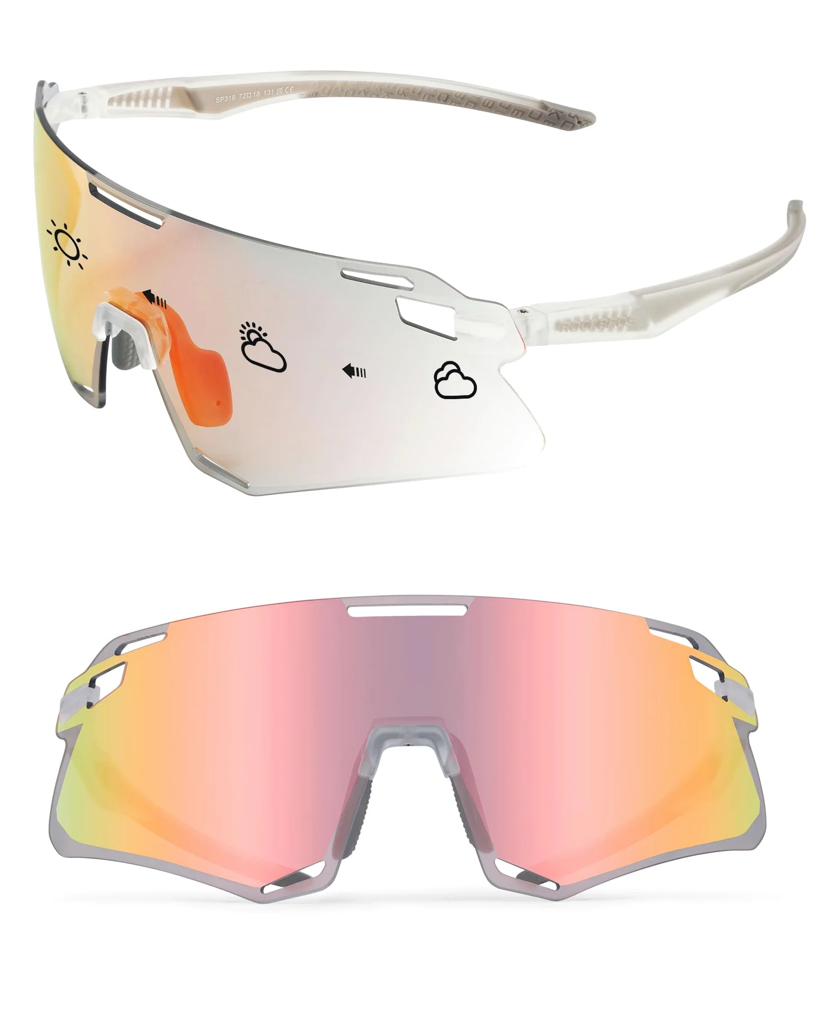 ROCKBROS Gafas de Sol Deportivas Polarizadas para Hombre y Mujer Gafas de Ciclismo de Montura TR90 para Deportes al Aire Libre Ciclismo MTB Pesca Running