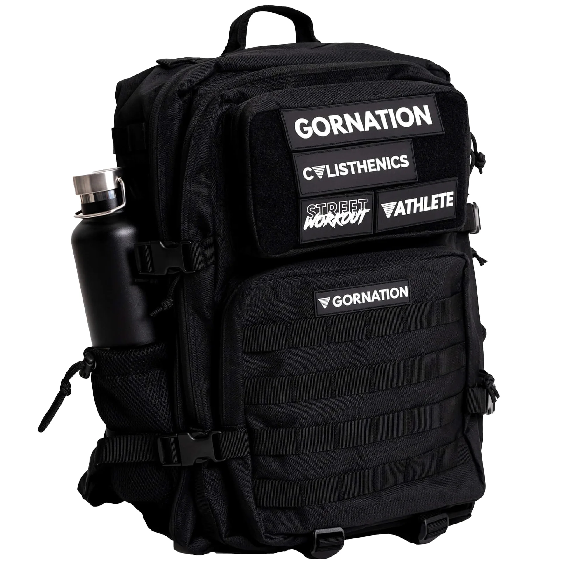 GORNATION Mochila Táctica 40L, Tactical Backpack, Mochila para Gimnasio, Fitness, Deportes, Senderismo, Trekking, Camping y Actividades al Aire Libre, Viaje o Deporte, incl. 4 Parches de Velcro