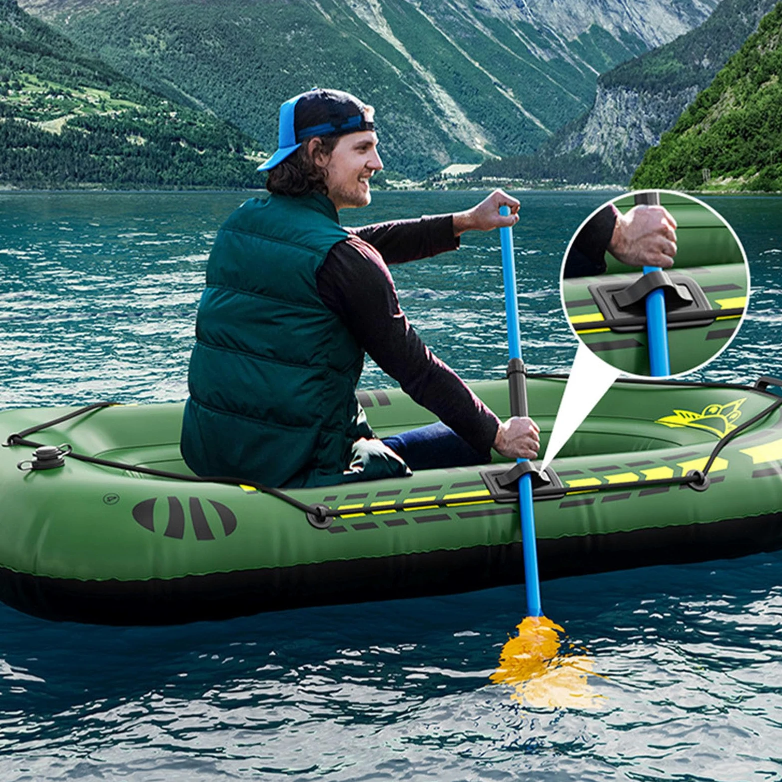 Kayak de Inflable para Adultos, Canoa Inflable para Deportes acuáticos | Inflable portátil con remos, Bomba para Lago, río, y Actividades de Ocio para Adultos