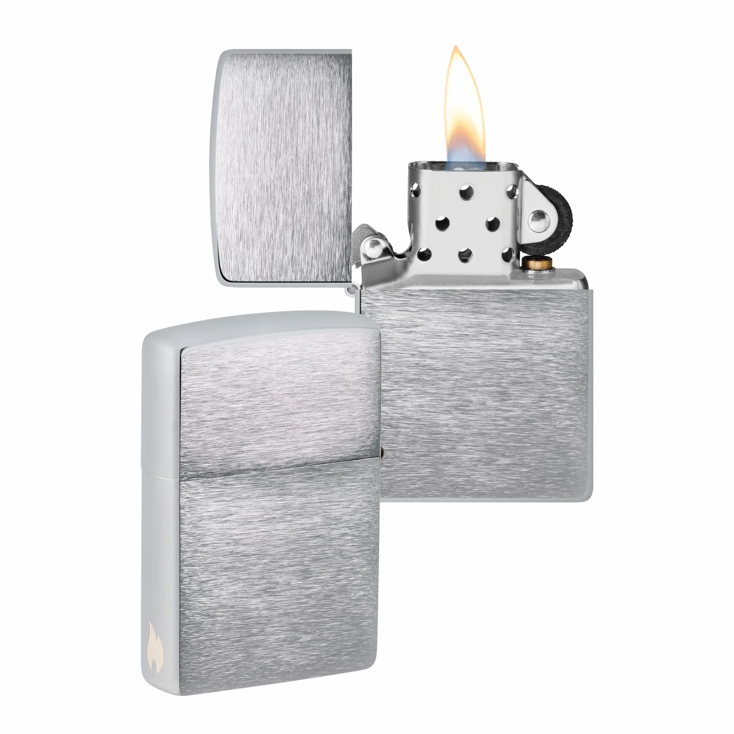 Zippo Encendedor a Prueba de Viento - Cromo Cepillado Recargable Reutilizable Caja de Regalo Hecho en EEUU