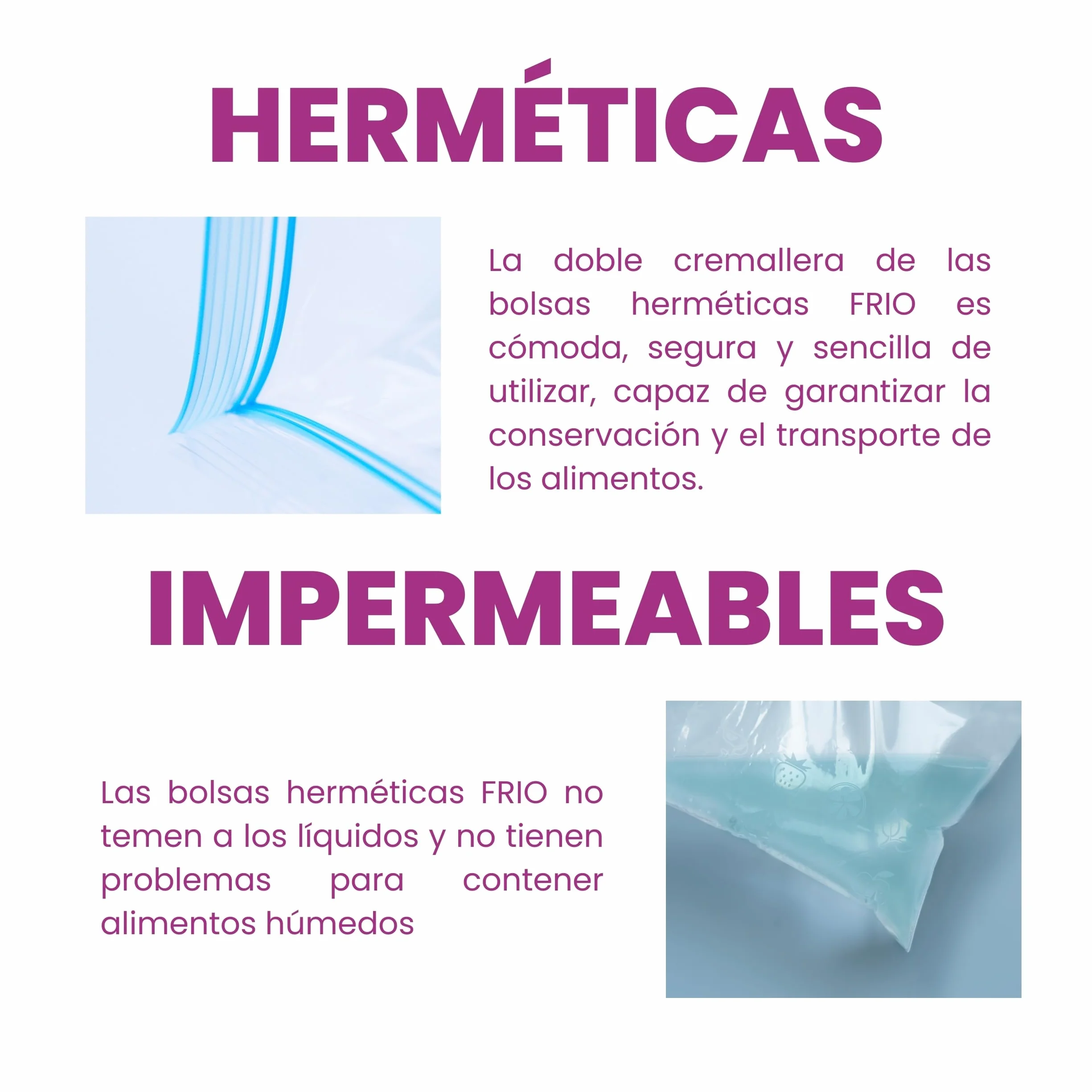 FRIO Bolsas grandes para congelar 6L Talla L 29x42 cm reutilizables cierre hermético sin BPA
