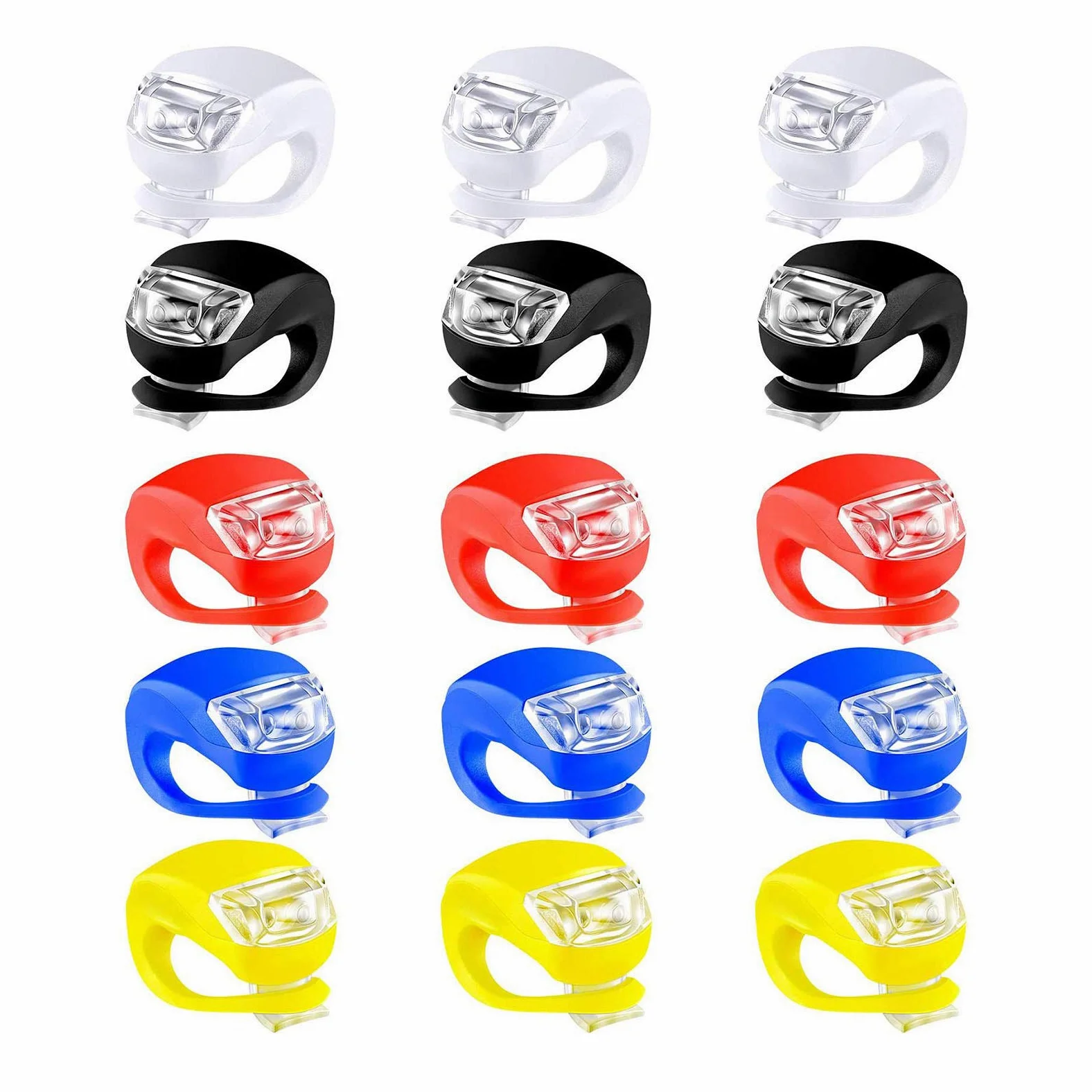 EISTEE Luces de Bicicleta, Luces de Bicicleta, Luces de Bicicleta, Juego de Luces de Bicicleta LED de Silicona for Faros Delanteros y Luces traseras Impermeables 15 Piezas