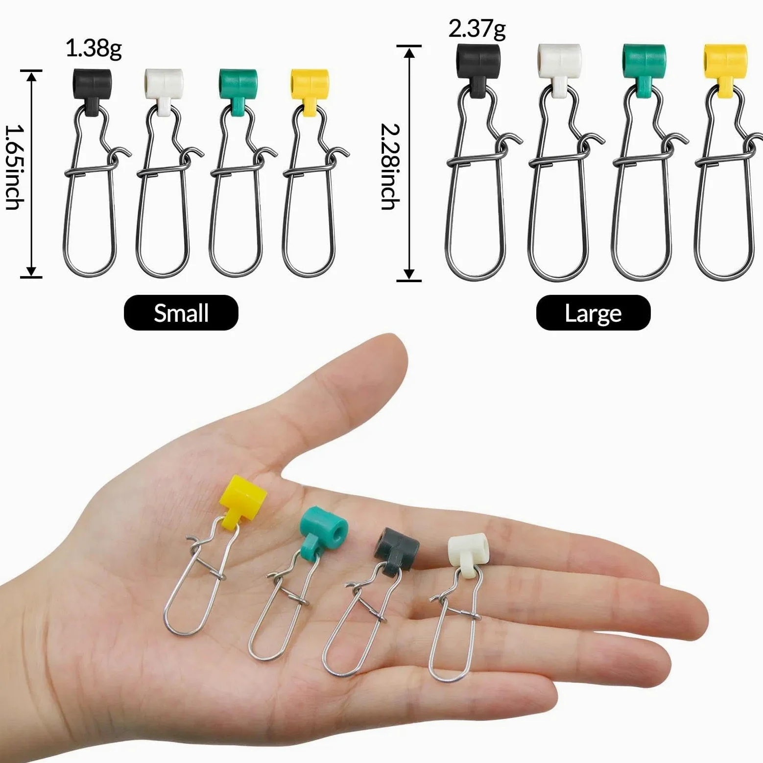 FishTrip Diapositivas de plomada para aparejos de pesca, 25 broches de bloqueo doble para línea de pesca, pesos resistentes, plomos, accesorios de conector de agua salada (mezcla de color_S#_100