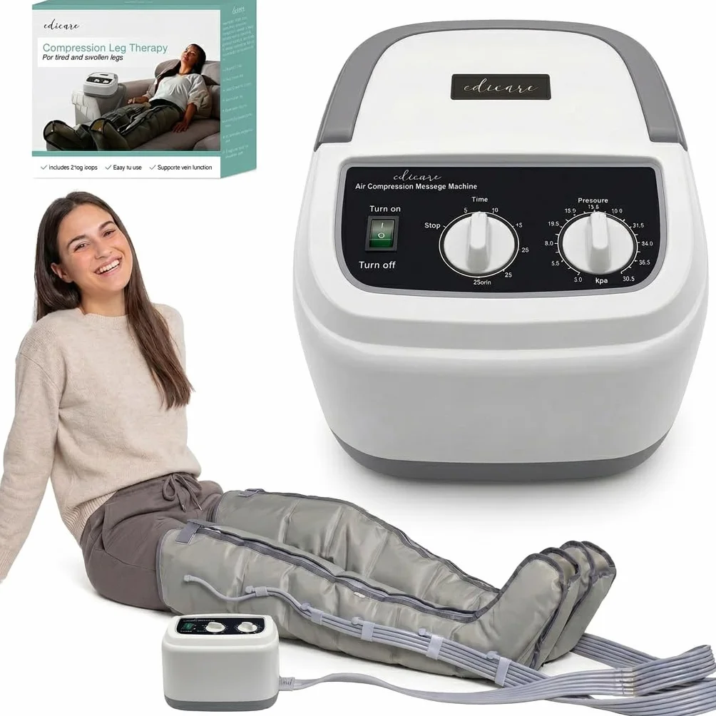 Edicare Presoterapia para Casa Piernas y Pies Cansados 6 Válvulas Drenaje Linfático