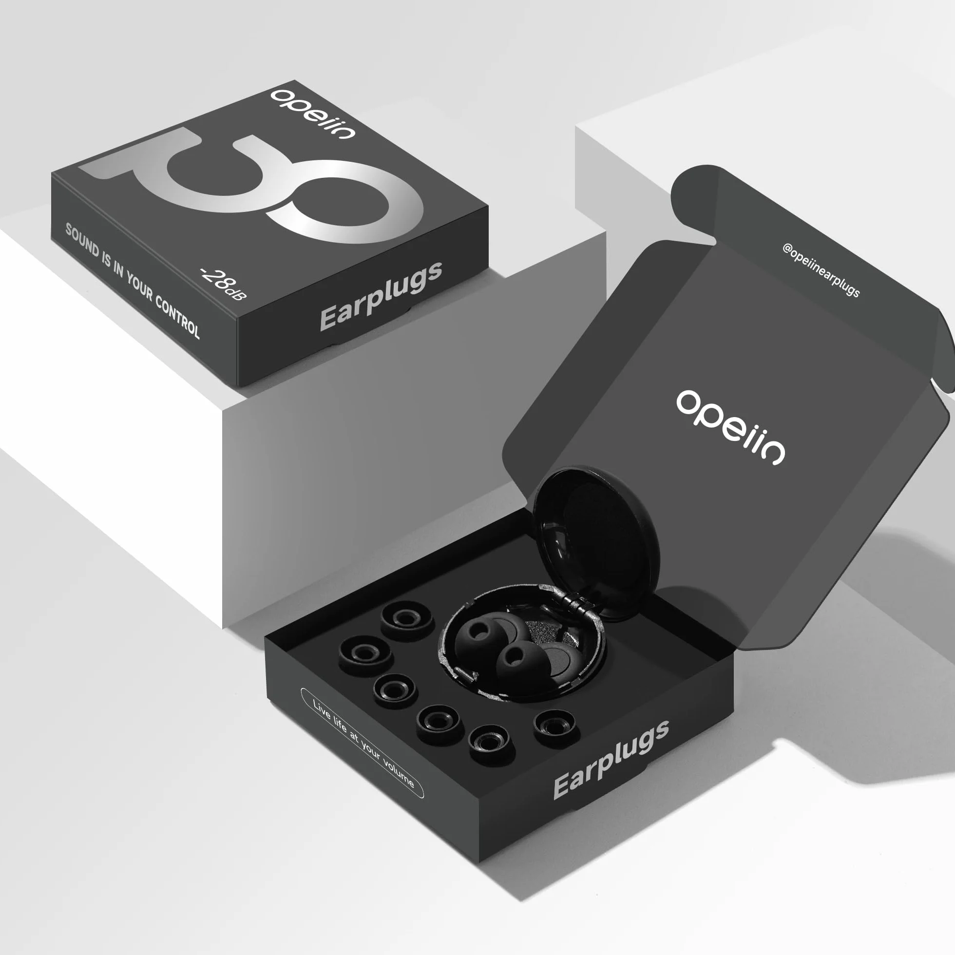 OPEIIN Tapones Oídos Ruido Dormir Silicona flexible reutilizables 28dB SNR Negro XS/S/M/L
