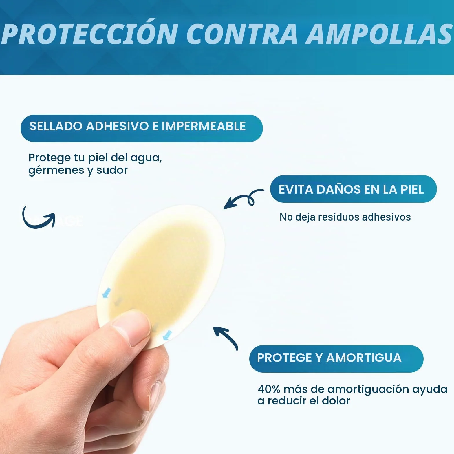 Kimihome Vendas hidrocoloides para pies – 30 unidades – Cojines de ampollas para talón, dedos