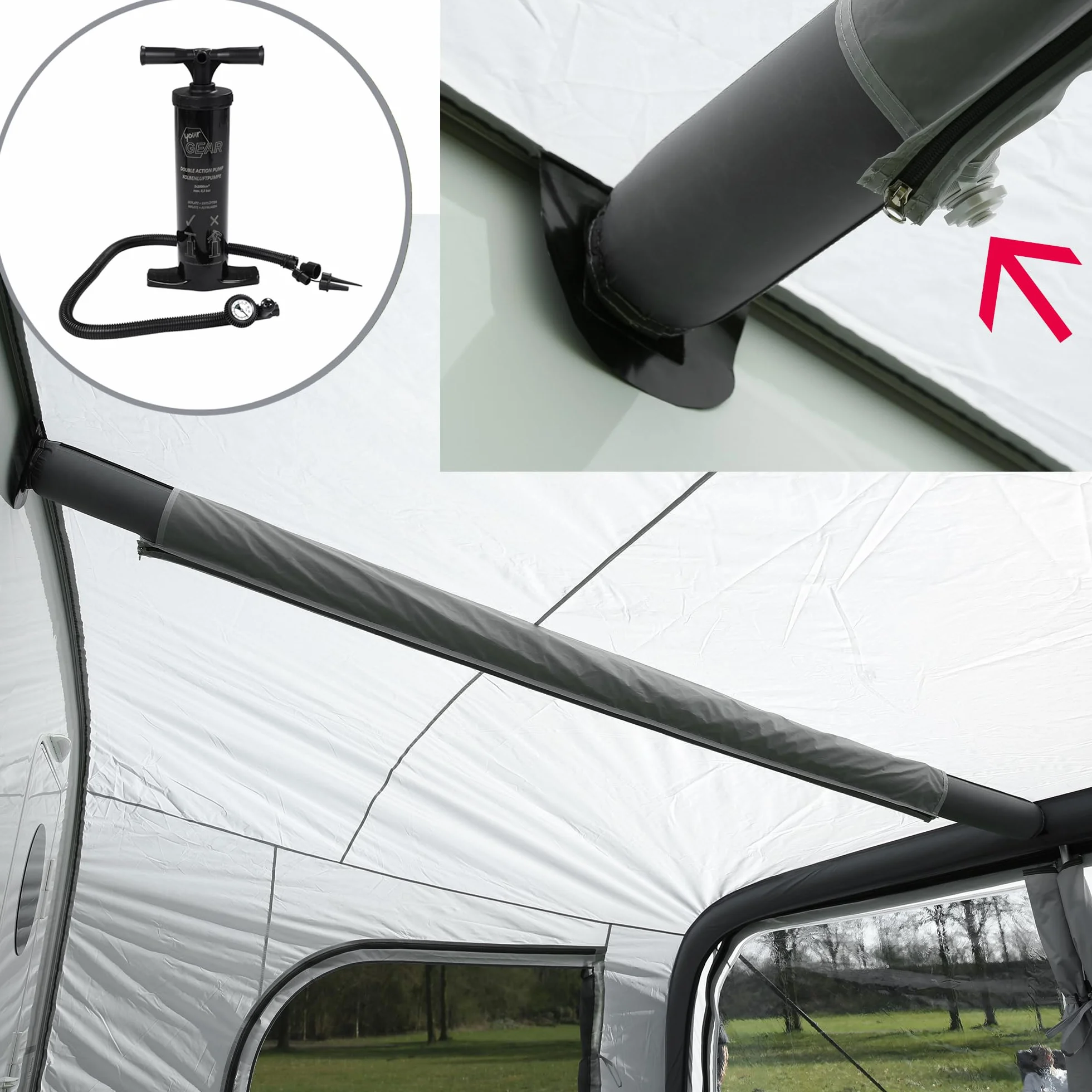 your GEAR Brela Air 360 – Tienda de campaña de aire para Hobby Beachy Caravan – Parasol y toldo para caravana con listón – UV 50+ (para Beachy 360)