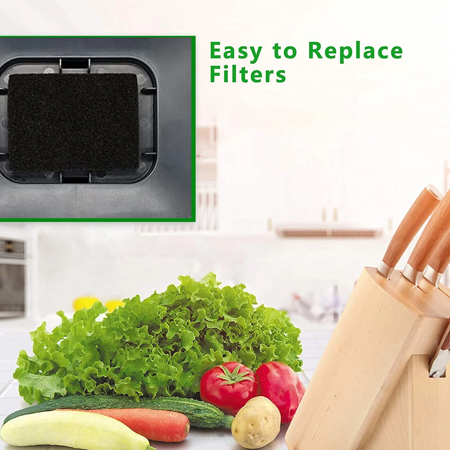 Filtros de carbón activado compatibles con Joseph Food Waste Caddy, reemplazables, rectangulares, eliminan el olor