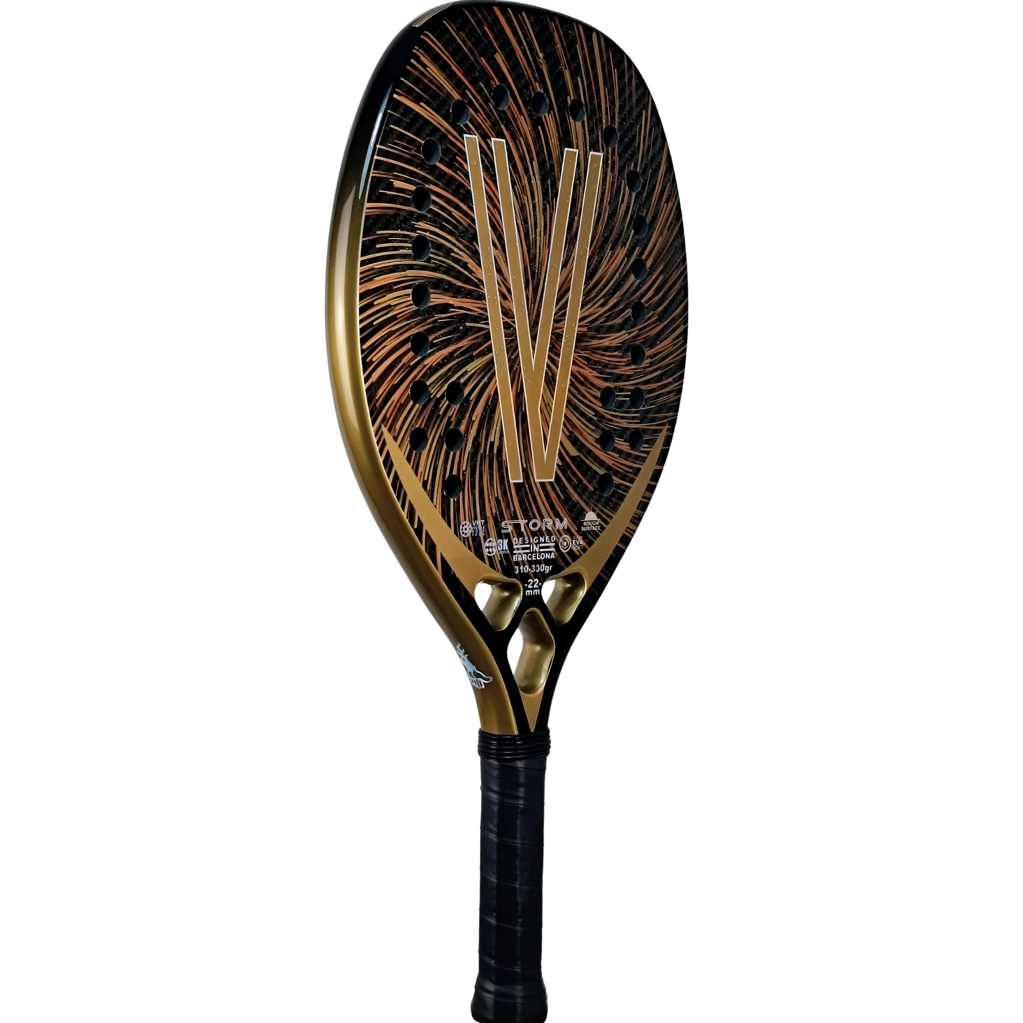 VIRUS Storm Raqueta Beach Tennis Profesional – Carbono 3K, Black EVA Soft, Balance Medio, Potencia y Precisión, Incluye Funda