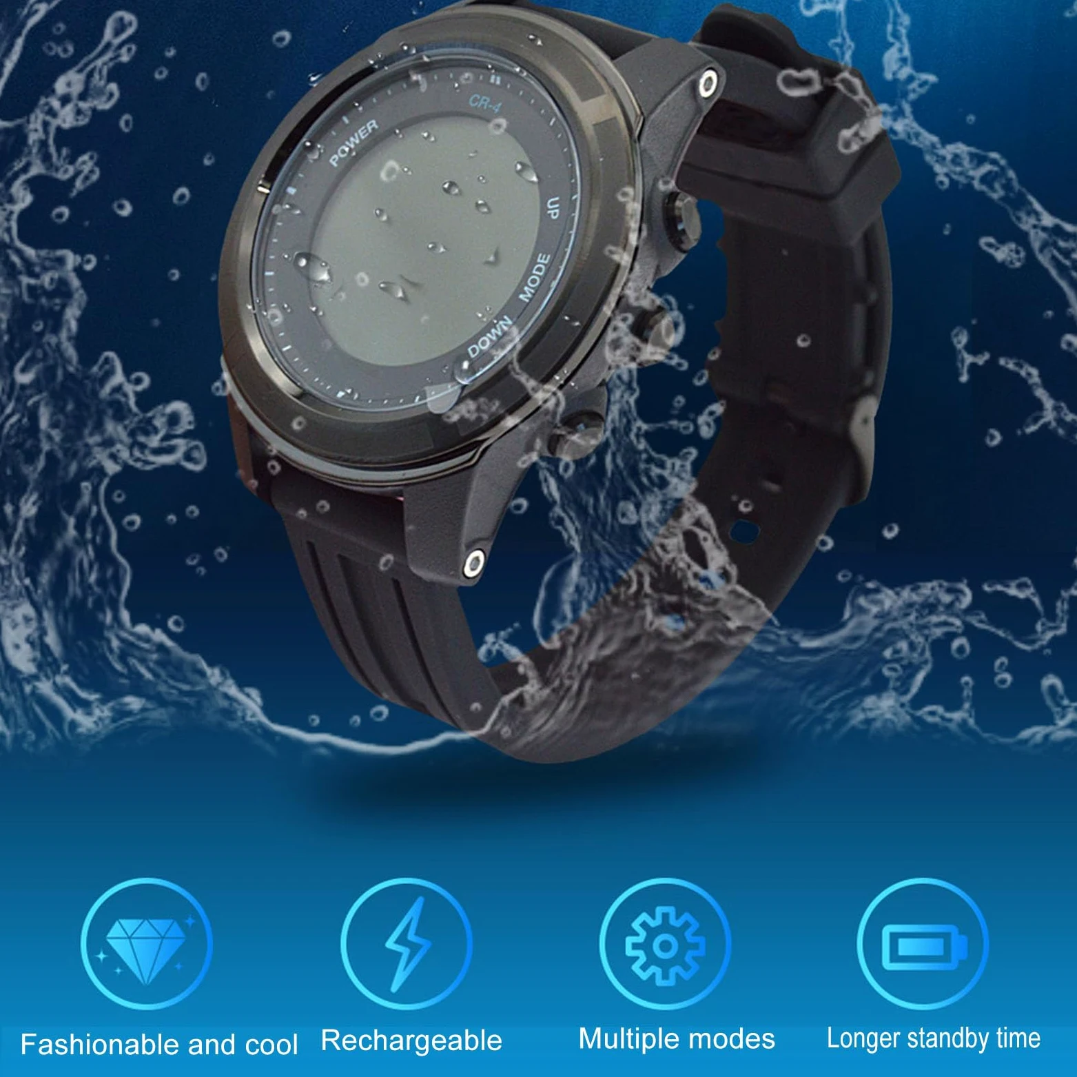 Generic Computadora de Buceo a Prueba de Agua de 100 M Computadora de Buceo de Muñeca de Diseño Elegante para Exploración Submarina Negro