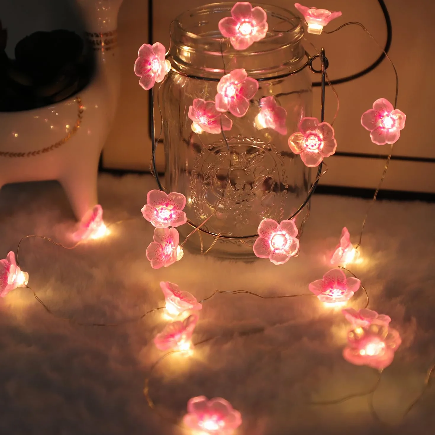 Auting Guirnalda LED flores de cerezo 2m 20 luces batería temporizador
