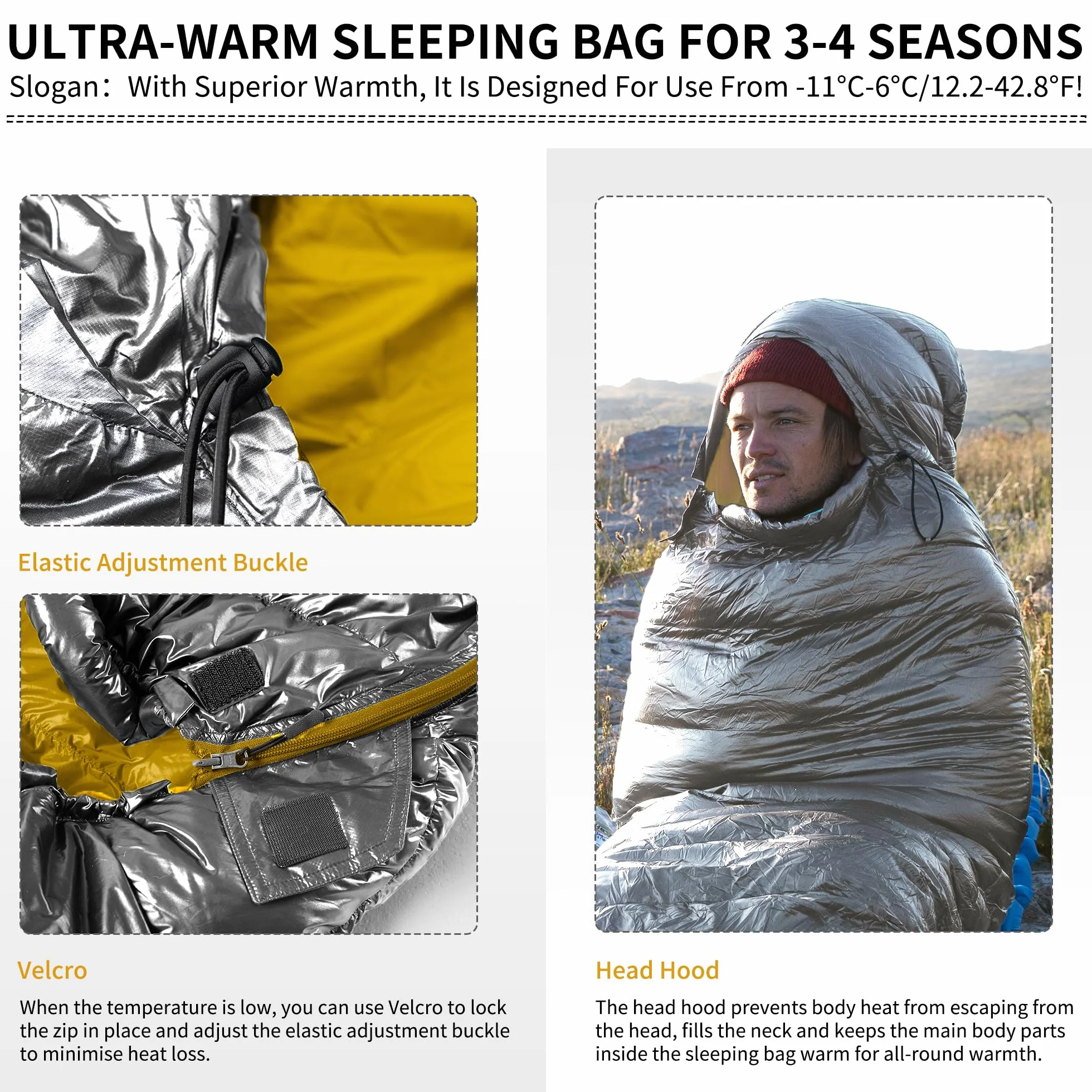 Naturehike Saco de dormir de plumón de la serie CW, ultraligero, portátil, compacto, saco de dormir 4 estaciones para adultos y niños, camping, senderismo, viajes