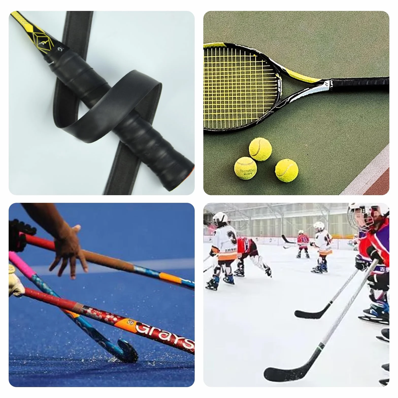 2 Rollos Cinta de Hockey Autoadhesivas Raqueta Cinta 2,5 cm x 25 m Cinta Hockey Antideslizante para Mango, Cinta de Tela para Hockey para Palo de Hockey Tenis Golf (Negro,Rojo)