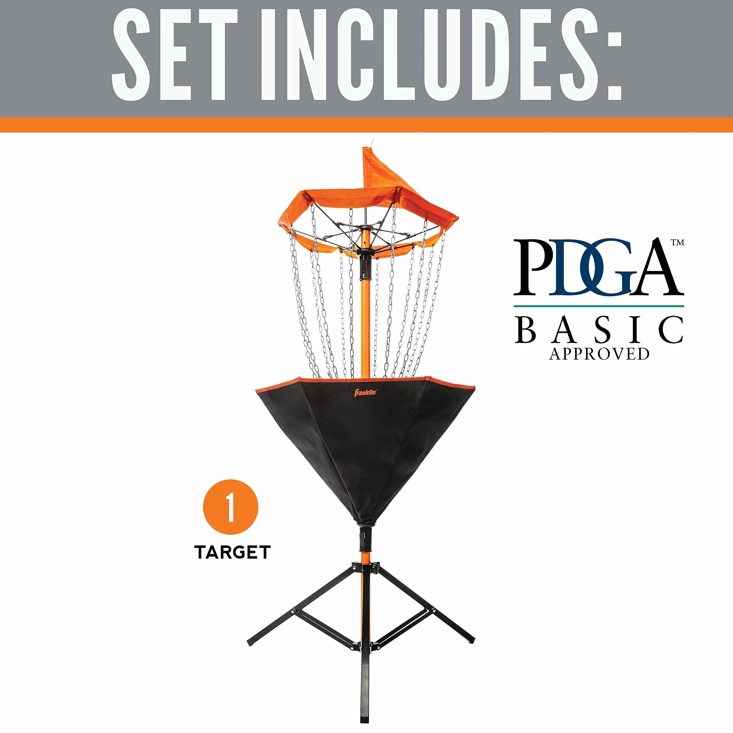 Franklin Sports Canastas de Golf de Disco, Objetivo de Golf de Disco portátil con Cadenas Incluidas, Equipo de Soporte para Cesta de Golf de Disco para creación de Agujeros + Campo